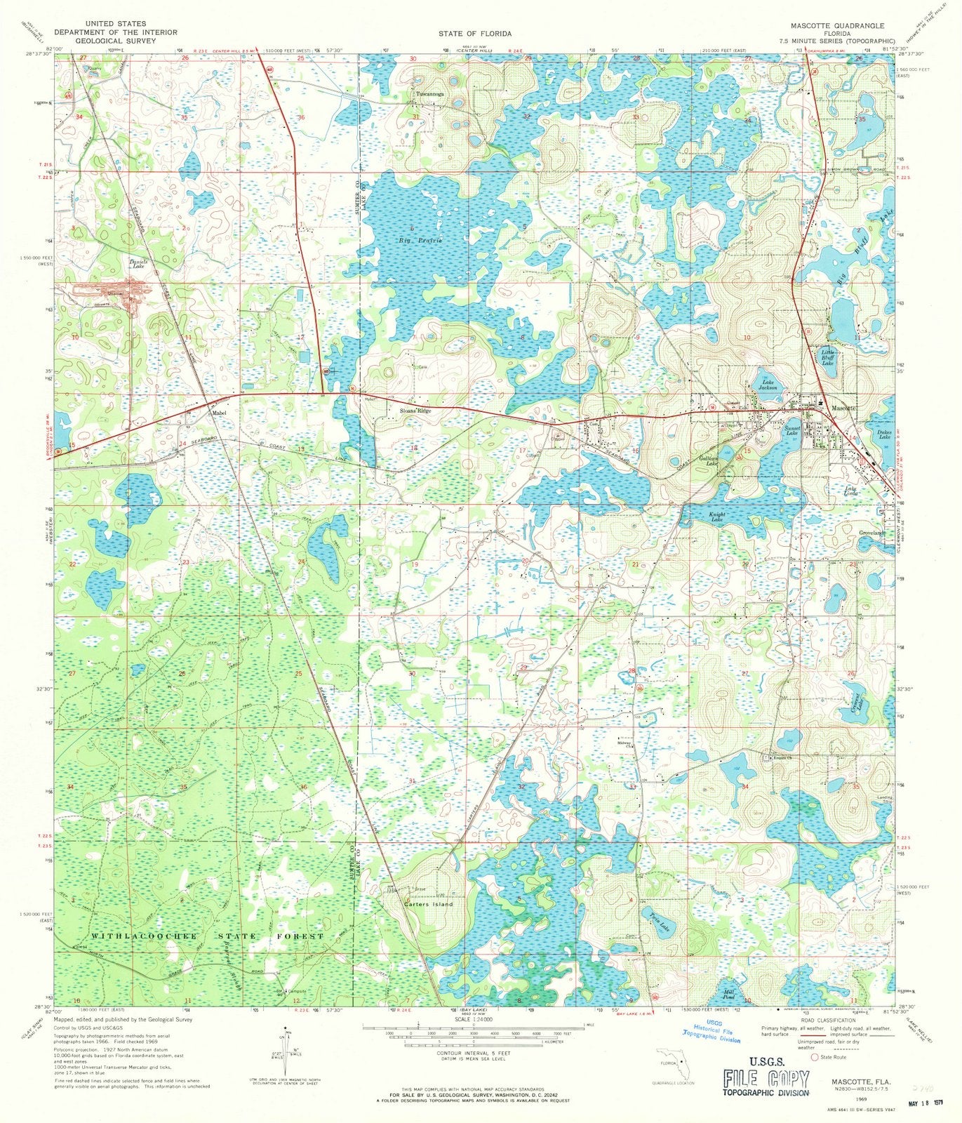 1969 Mascotte, FL - Florida - USGS Topographic Map