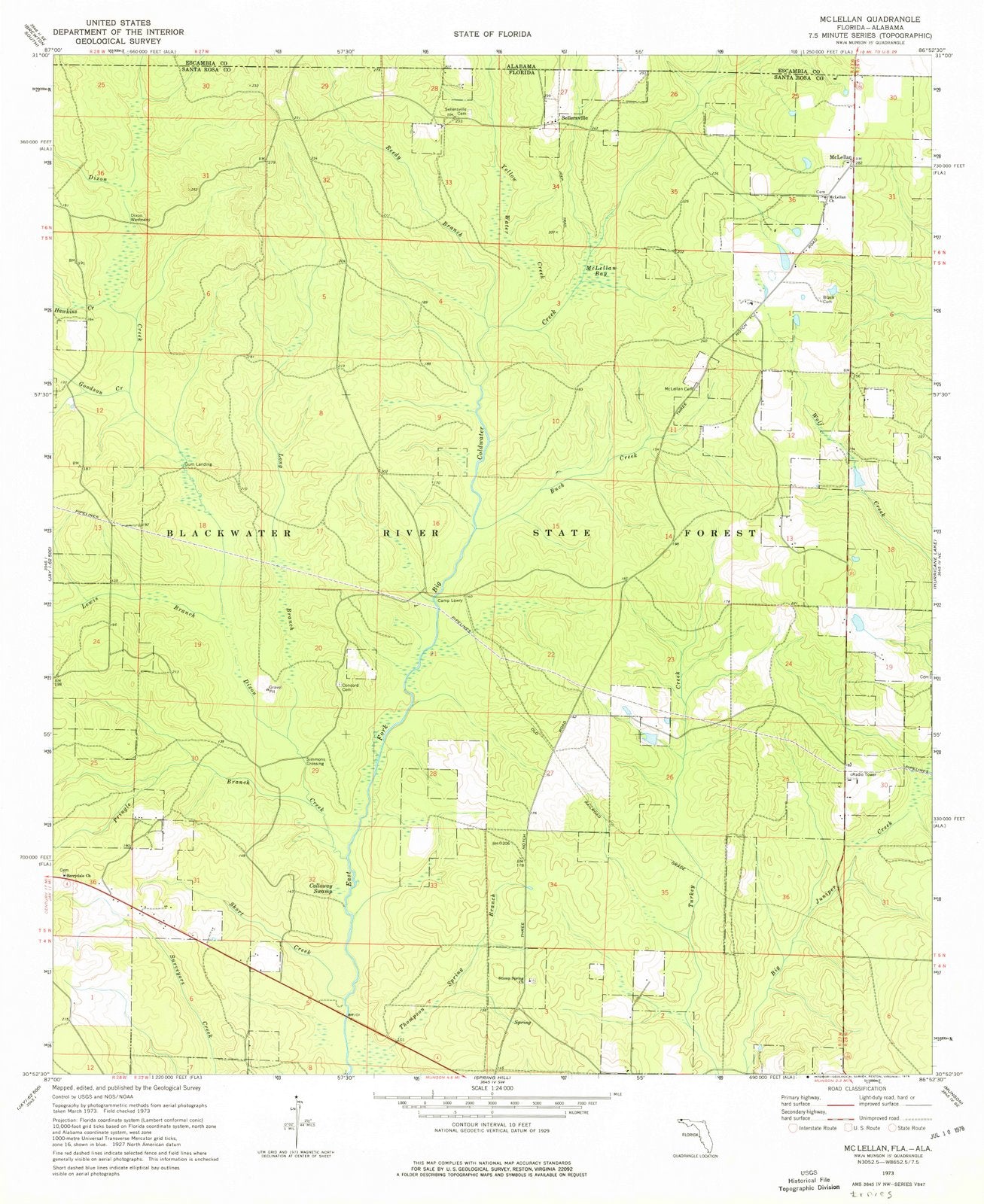 1973 Mc Lellan, FL - Florida - USGS Topographic Map