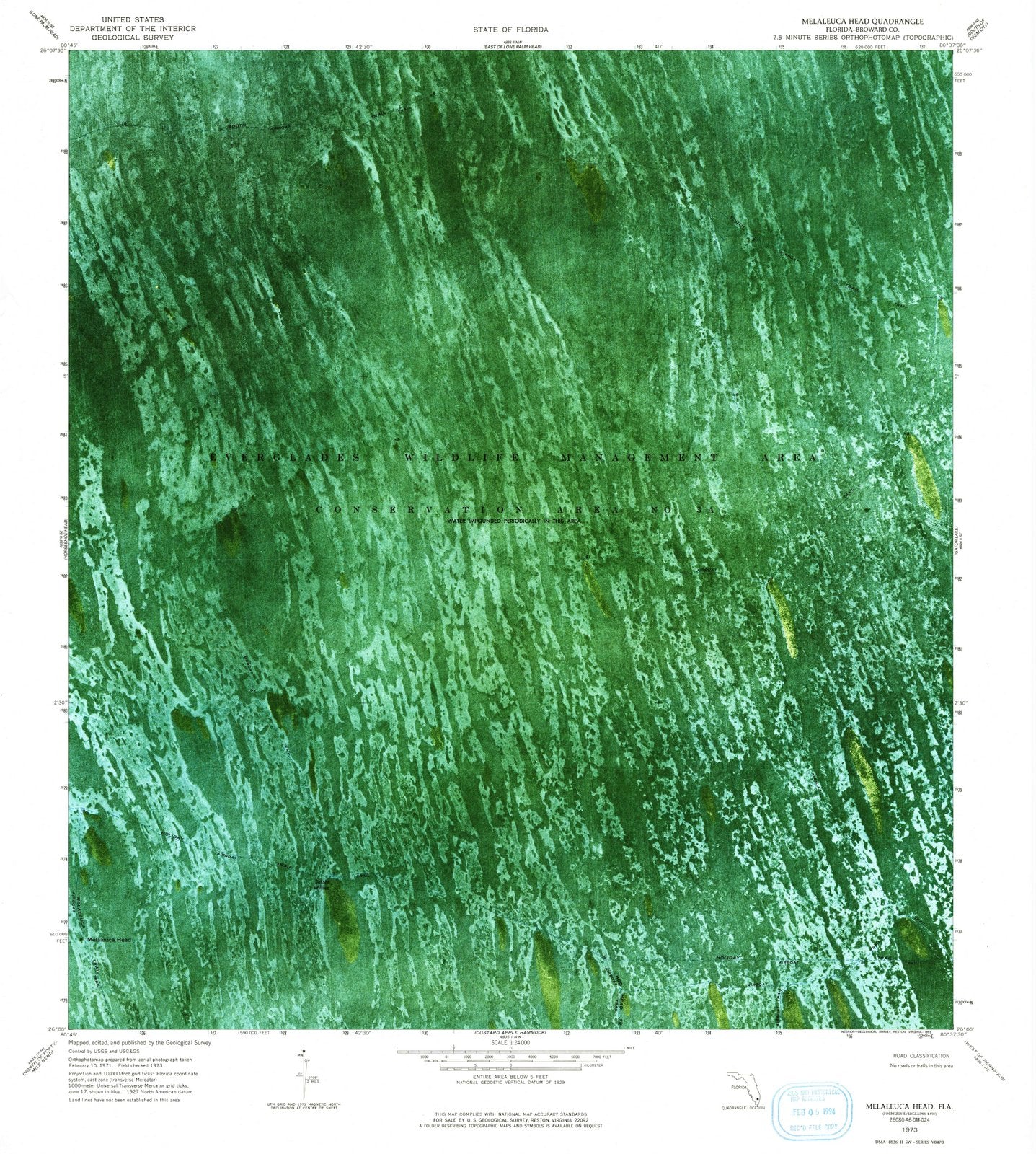 1973 Melaleuca Head, FL - Florida - USGS Topographic Map