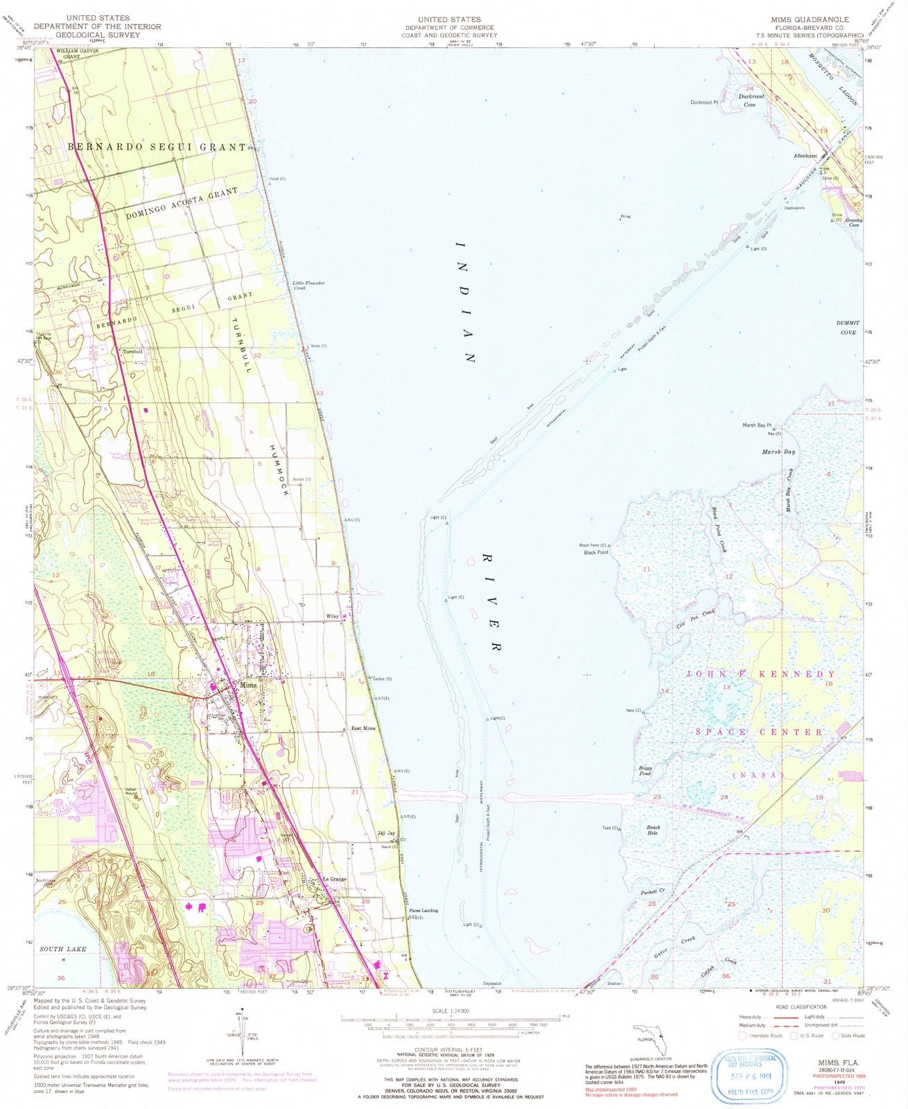 1949 MIMS, FL - Florida - USGS Topographic Map