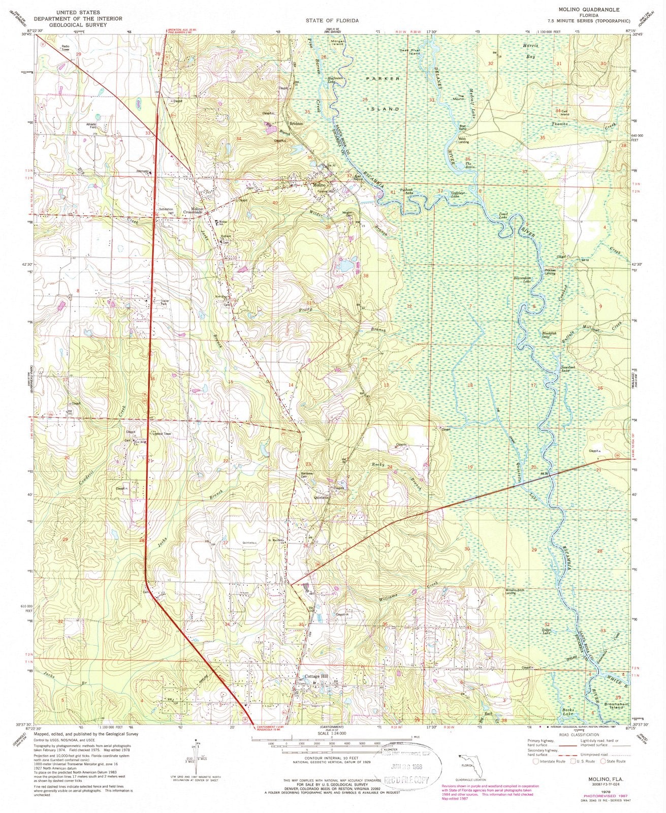 1978 Molino, FL - Florida - USGS Topographic Map
