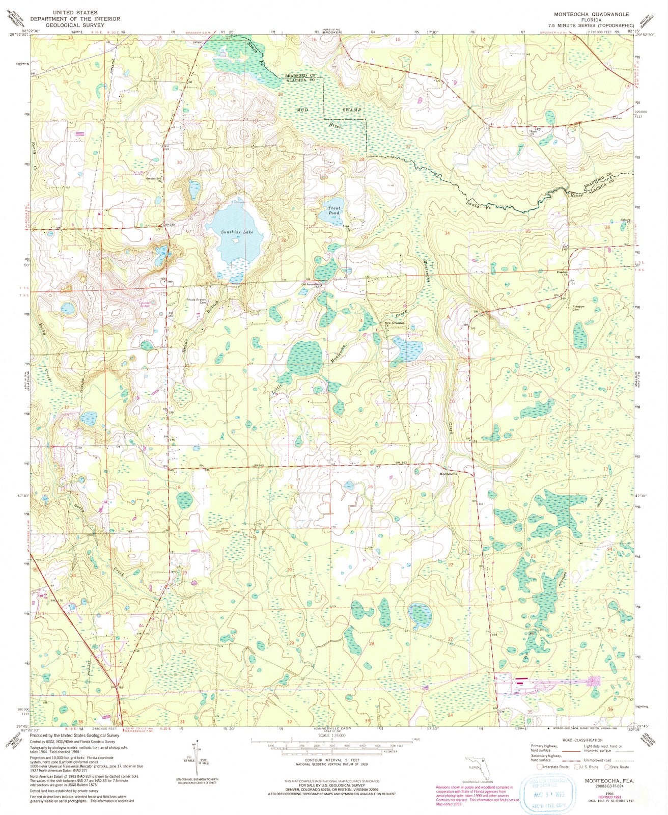 1966 Monteocha, FL - Florida - USGS Topographic Map
