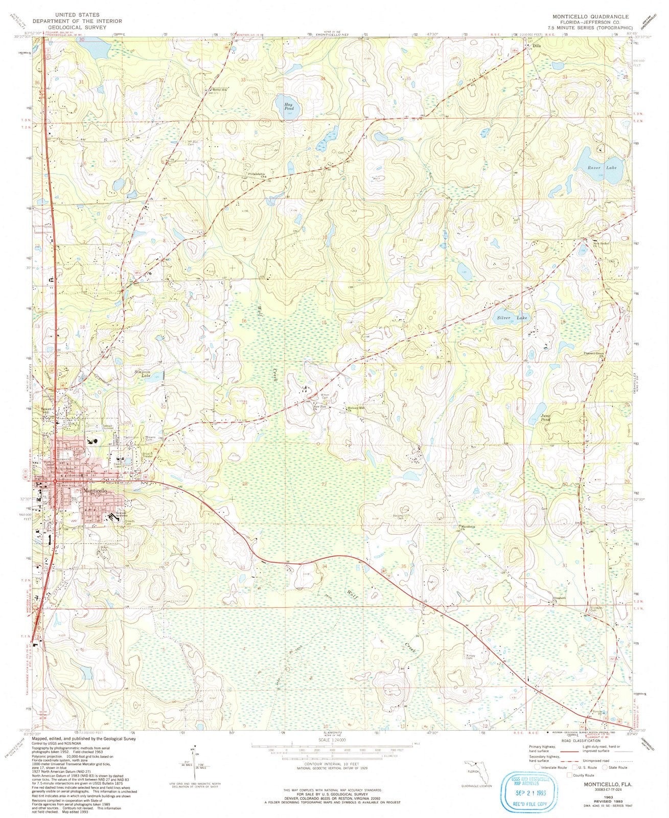 1963 Monticello, FL - Florida - USGS Topographic Map