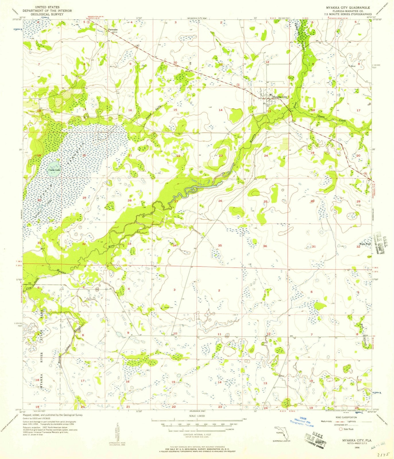1956 Myakka City, FL - Florida - USGS Topographic Map v2