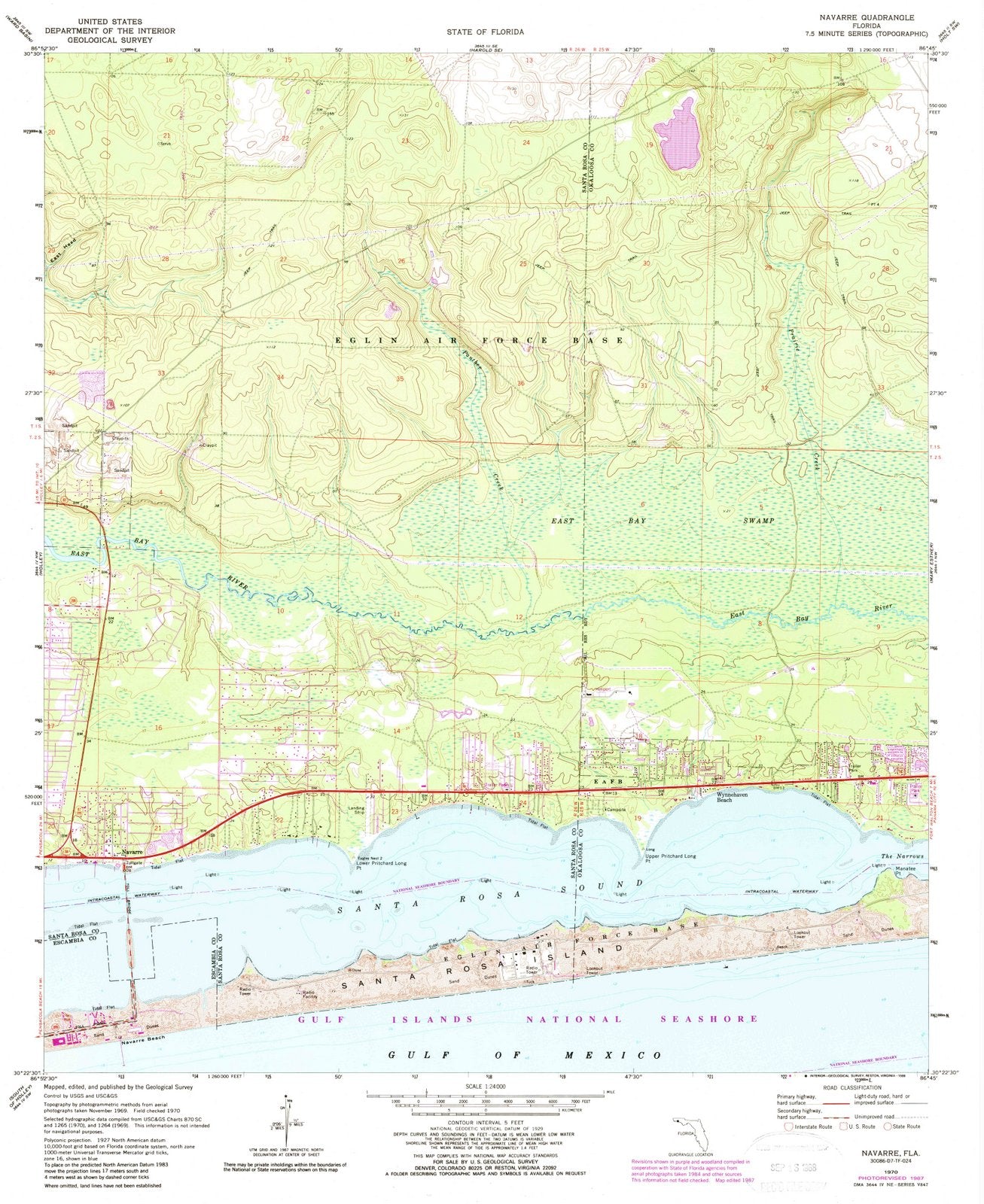 1970 Navarre, FL - Florida - USGS Topographic Map