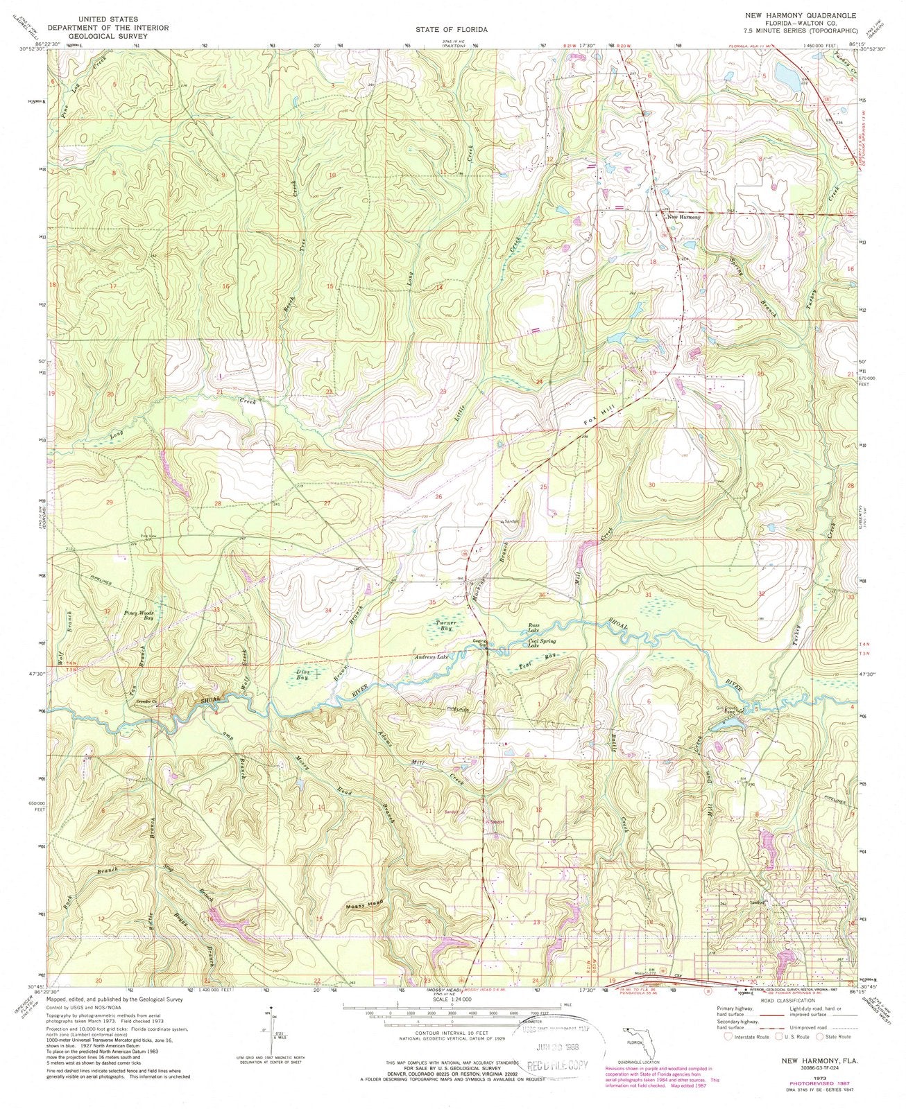 1973 New Harmony, FL - Florida - USGS Topographic Map