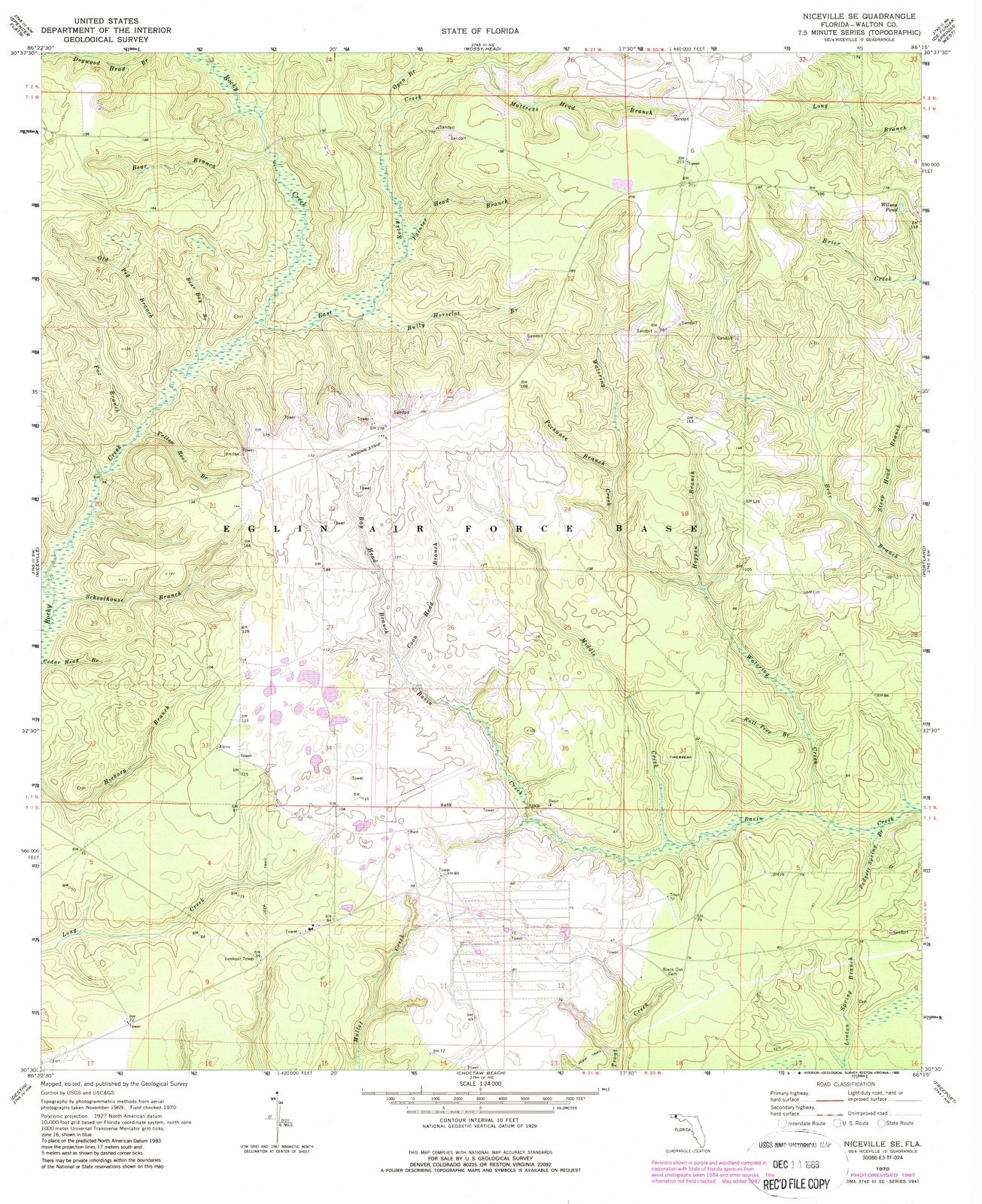 1970 Niceville, FL - Florida - USGS Topographic Map