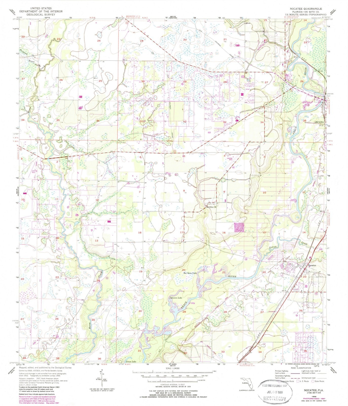 1956 Nocatee, FL - Florida - USGS Topographic Map