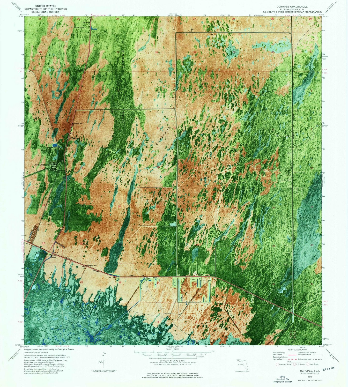 1972 Ochopee, FL - Florida - USGS Topographic Map