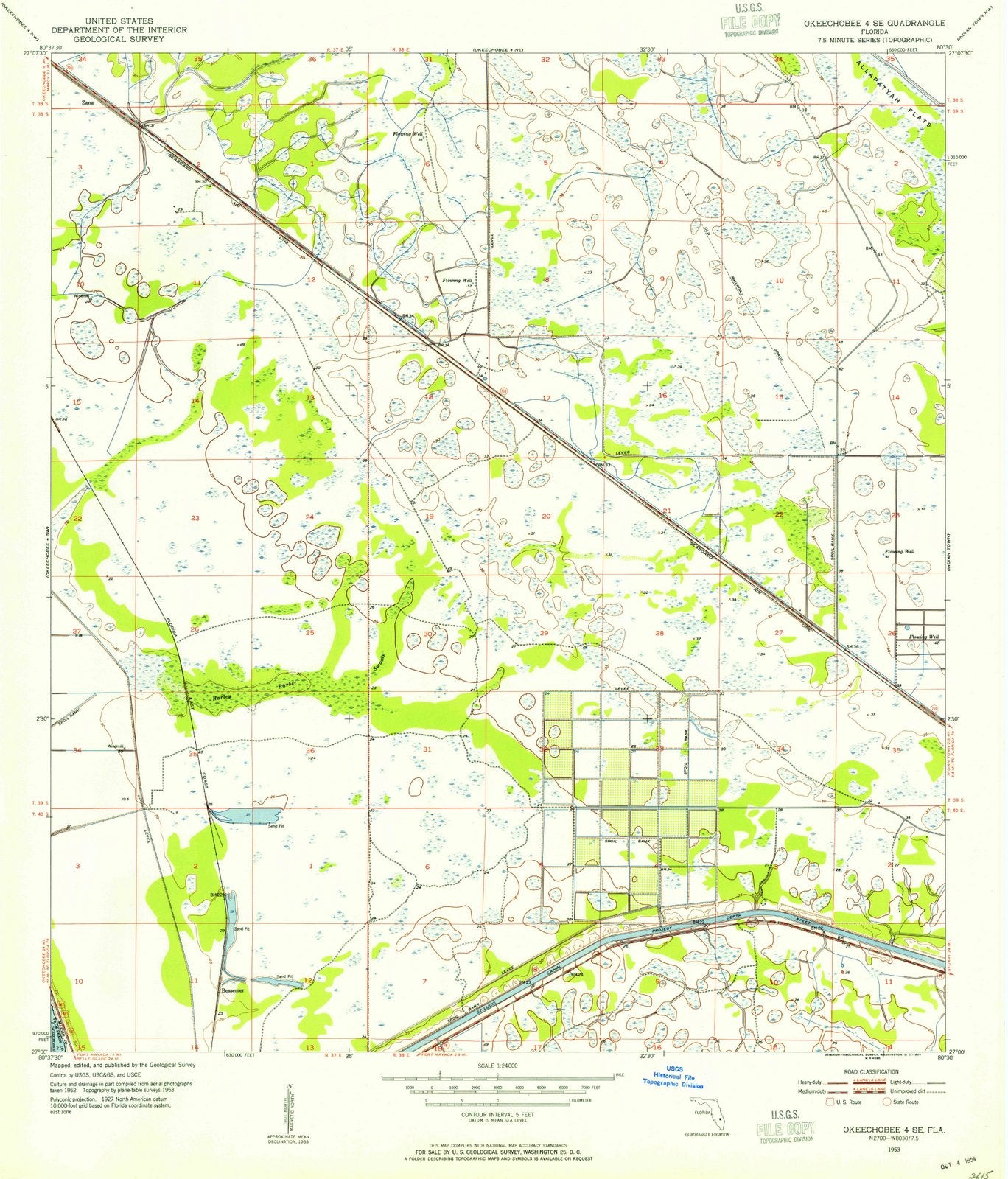 1953 Okeechobee 4, FL - Florida - USGS Topographic Map v3