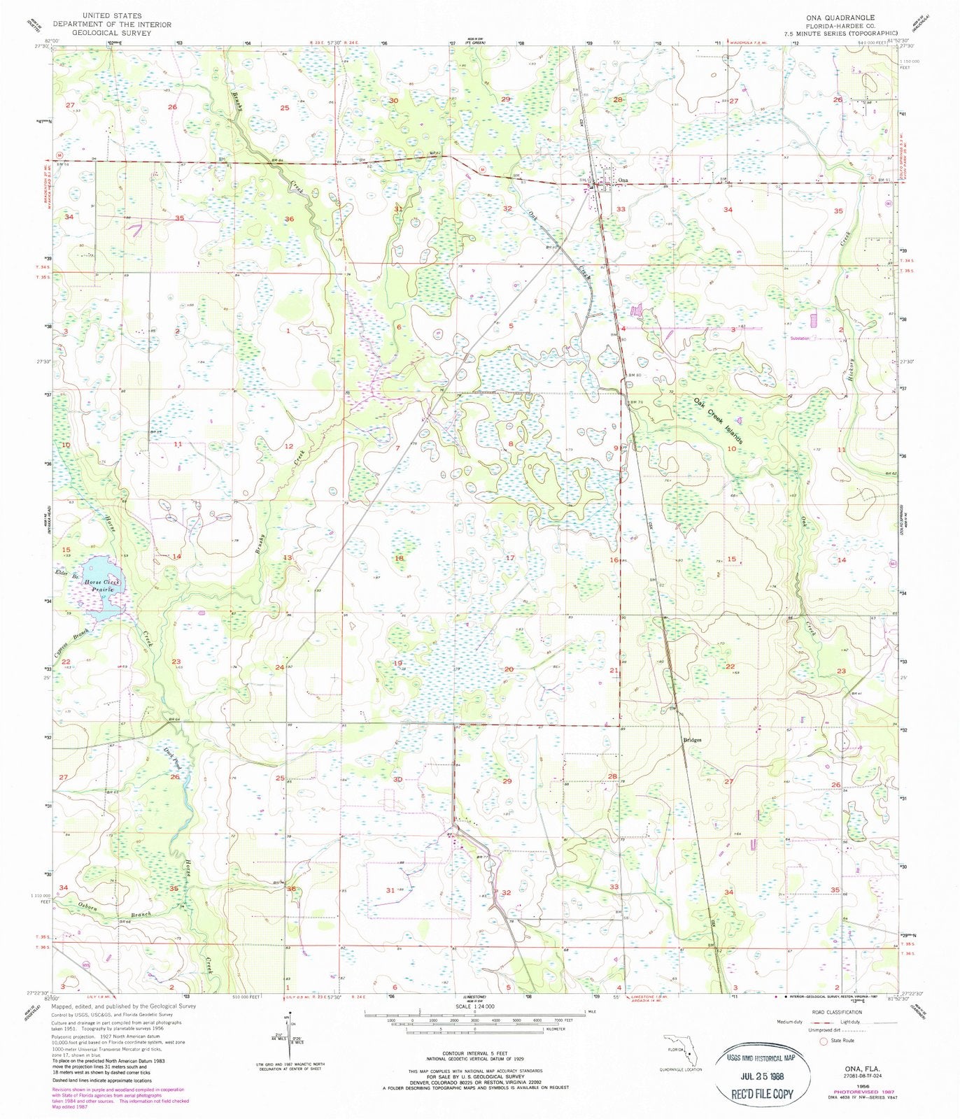 1956 Ona, FL - Florida - USGS Topographic Map