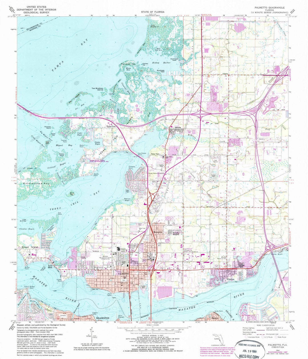 1964 Palmetto, FL - Florida - USGS Topographic Map