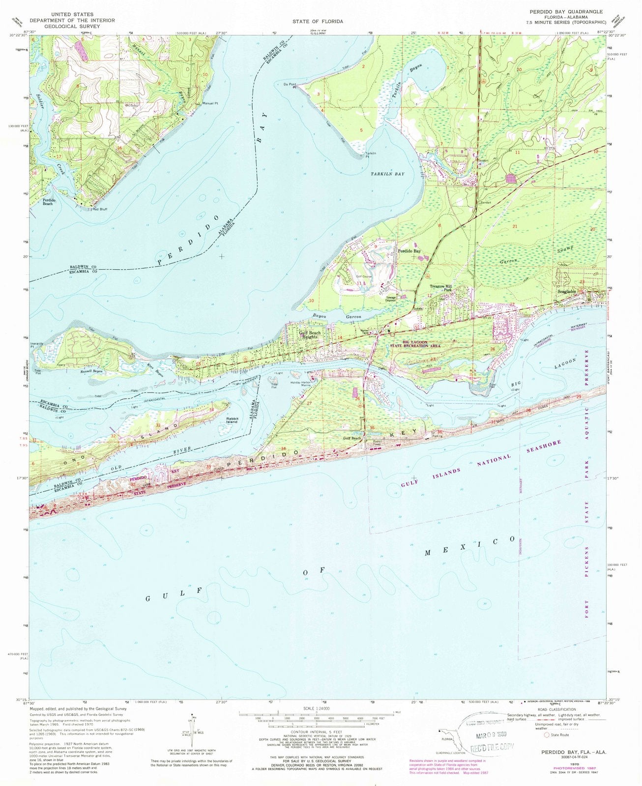 1970 Perdido Bay, FL - Florida - USGS Topographic Map