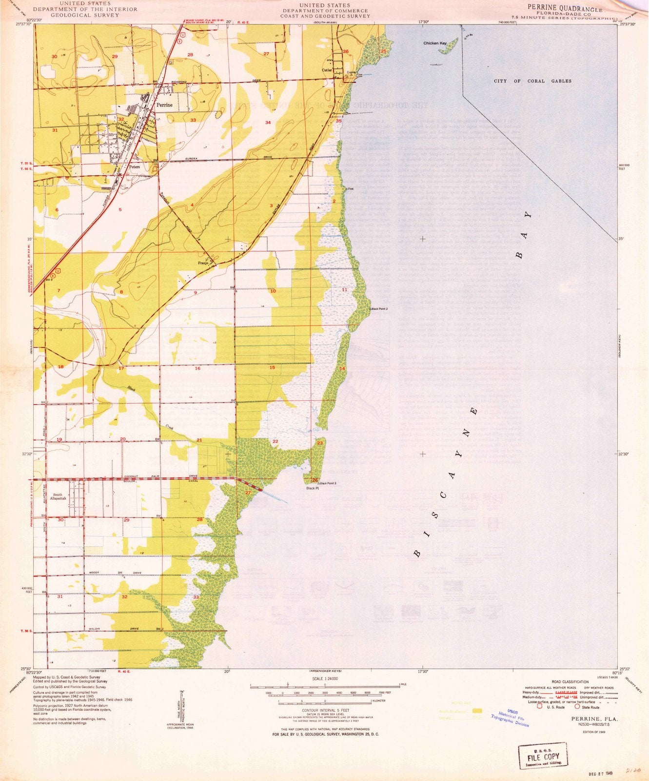 1949 Perrine, FL - Florida - USGS Topographic Map