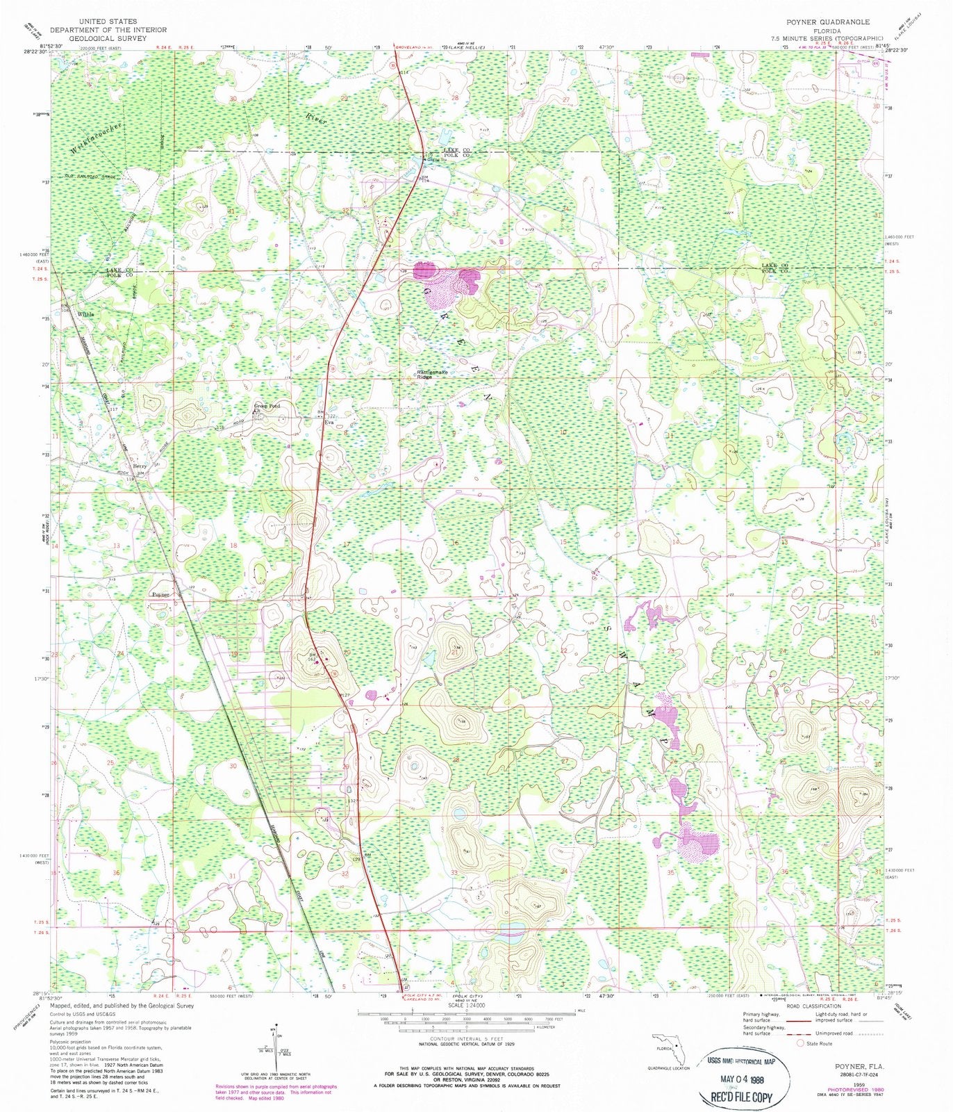 1959 Poyner, FL - Florida - USGS Topographic Map