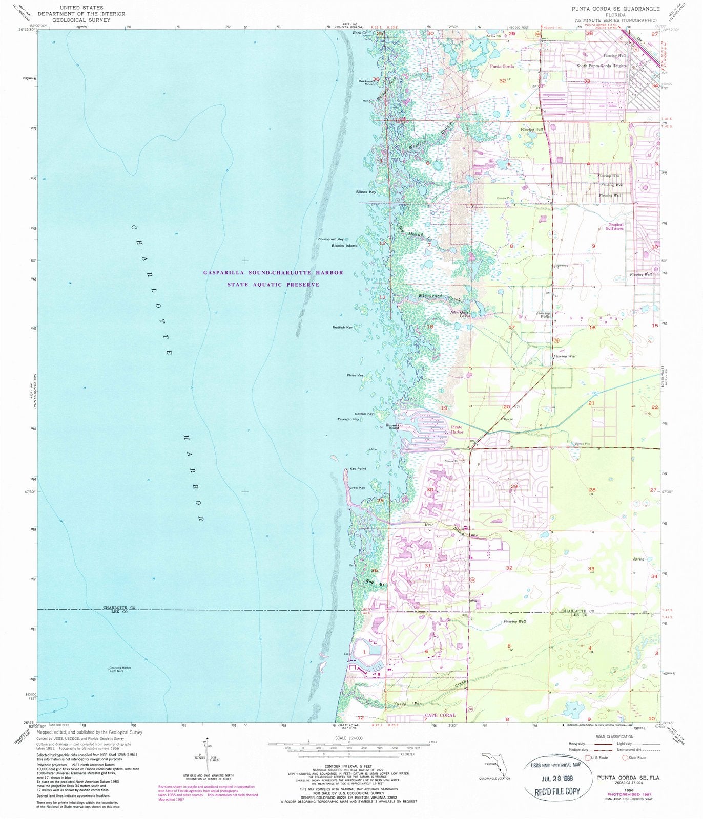 1956 Punta Gorda, FL - Florida - USGS Topographic Map