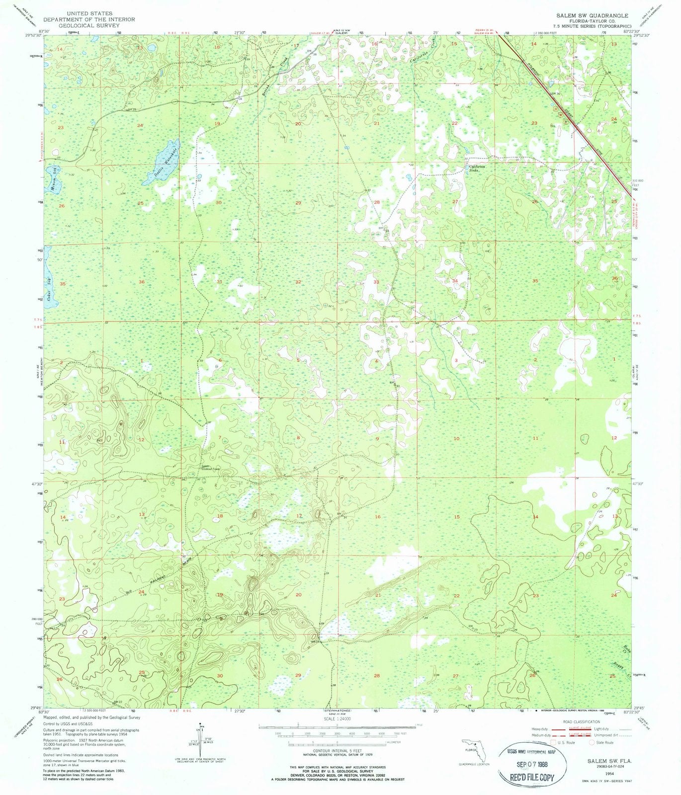 1954 Salem, FL - Florida - USGS Topographic Map