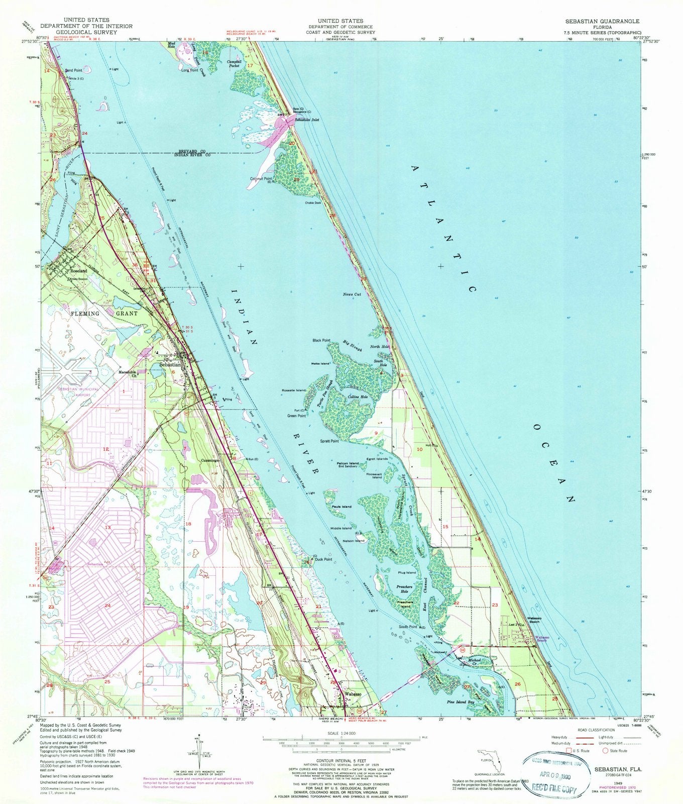 1949 Sebastian, FL - Florida - USGS Topographic Map v2