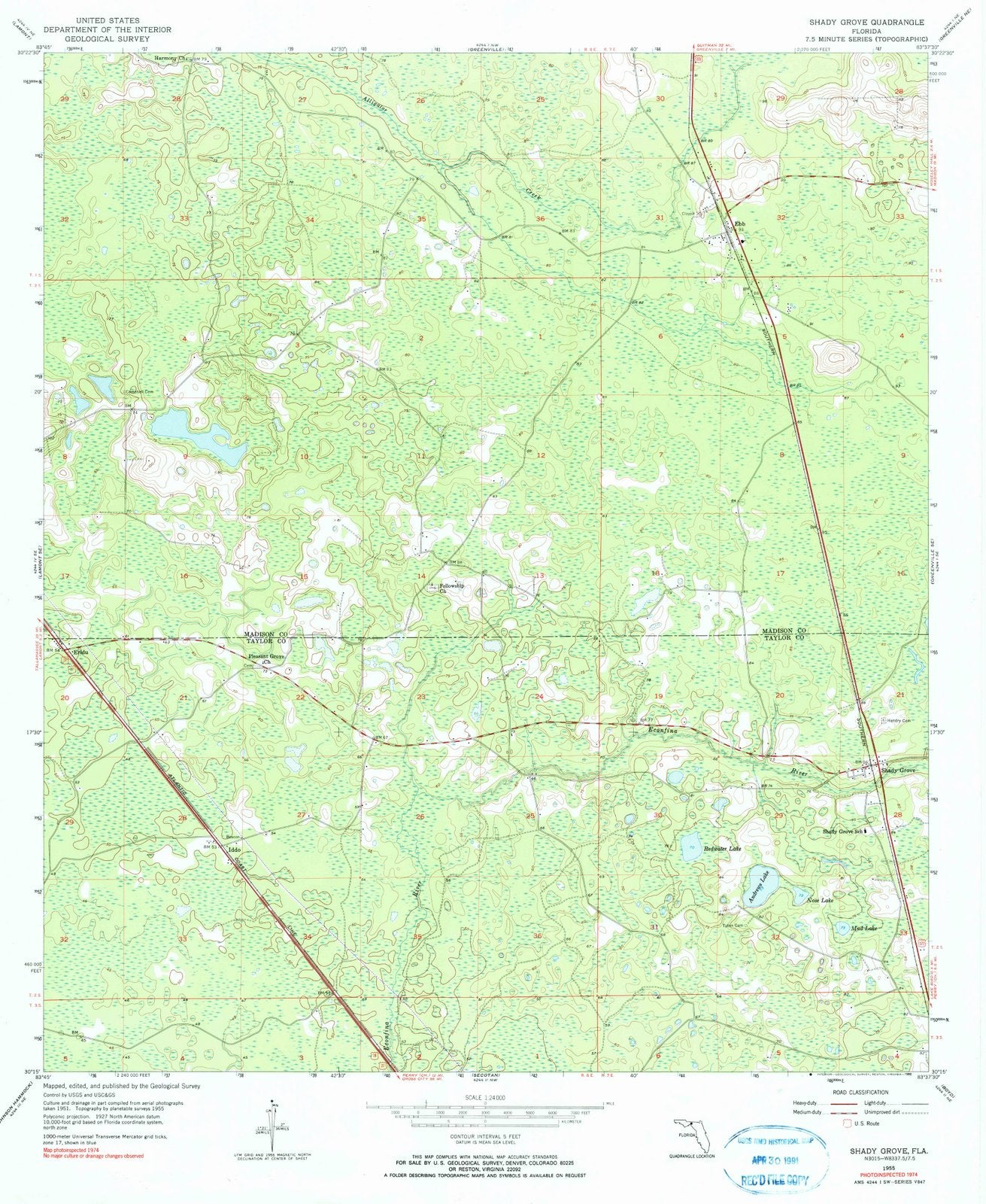 1955 Shady Grove, FL - Florida - USGS Topographic Map
