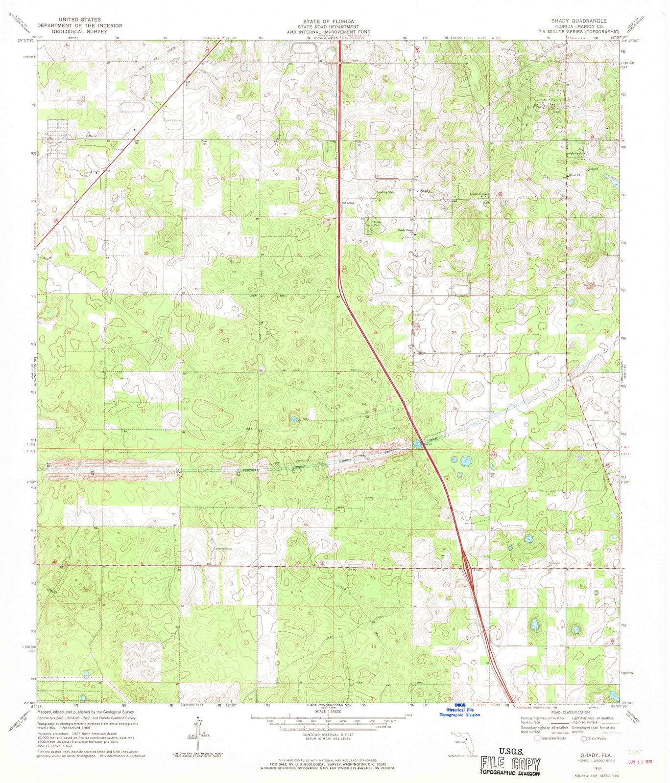 1968 Shady, FL - Florida - USGS Topographic Map