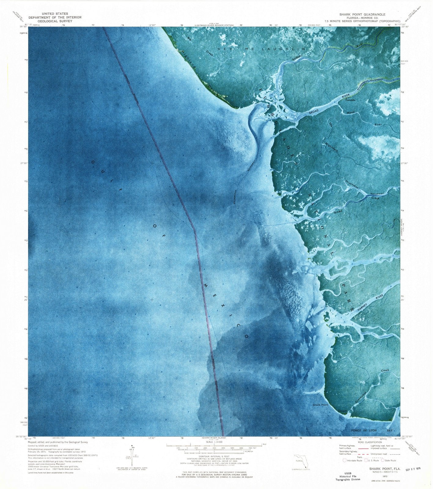 1972 Shark Point, FL - Florida - USGS Topographic Map