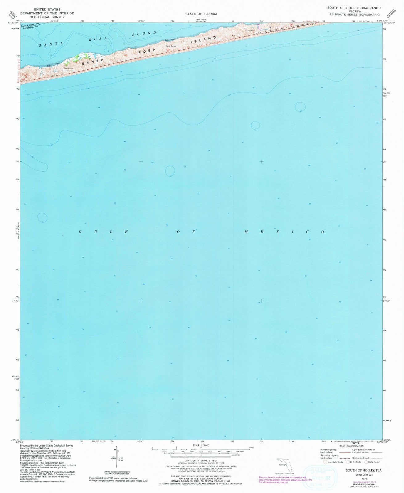 1970 South of Holley, FL - Florida - USGS Topographic Map