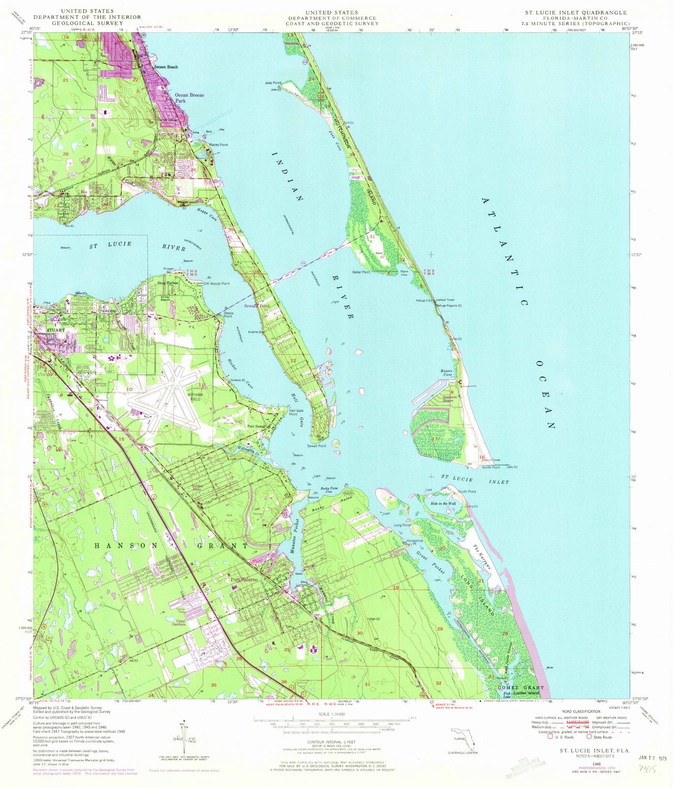 1948 St Lucie Inlet, FL - Florida - USGS Topographic Map