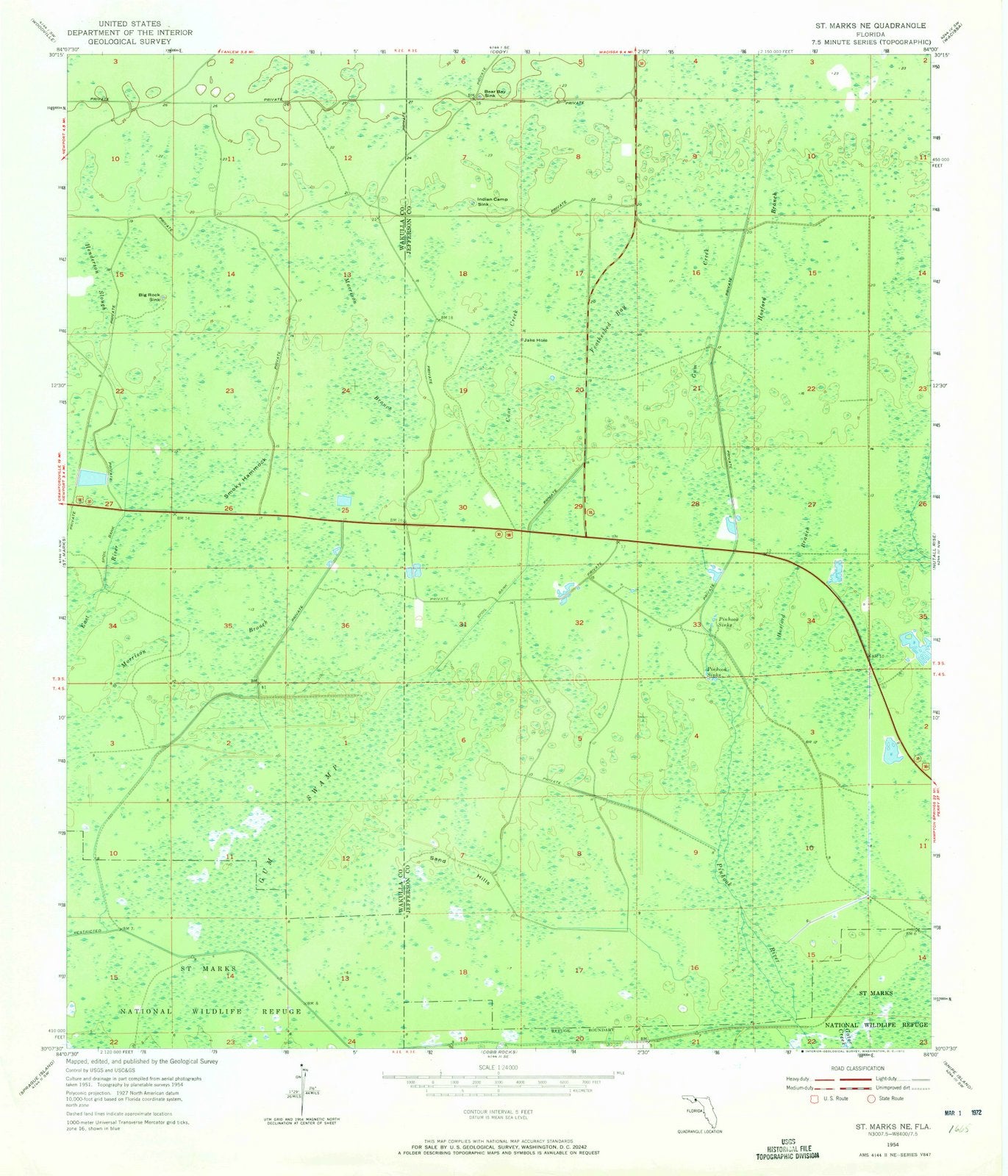 1954 St Marks, FL - Florida - USGS Topographic Map