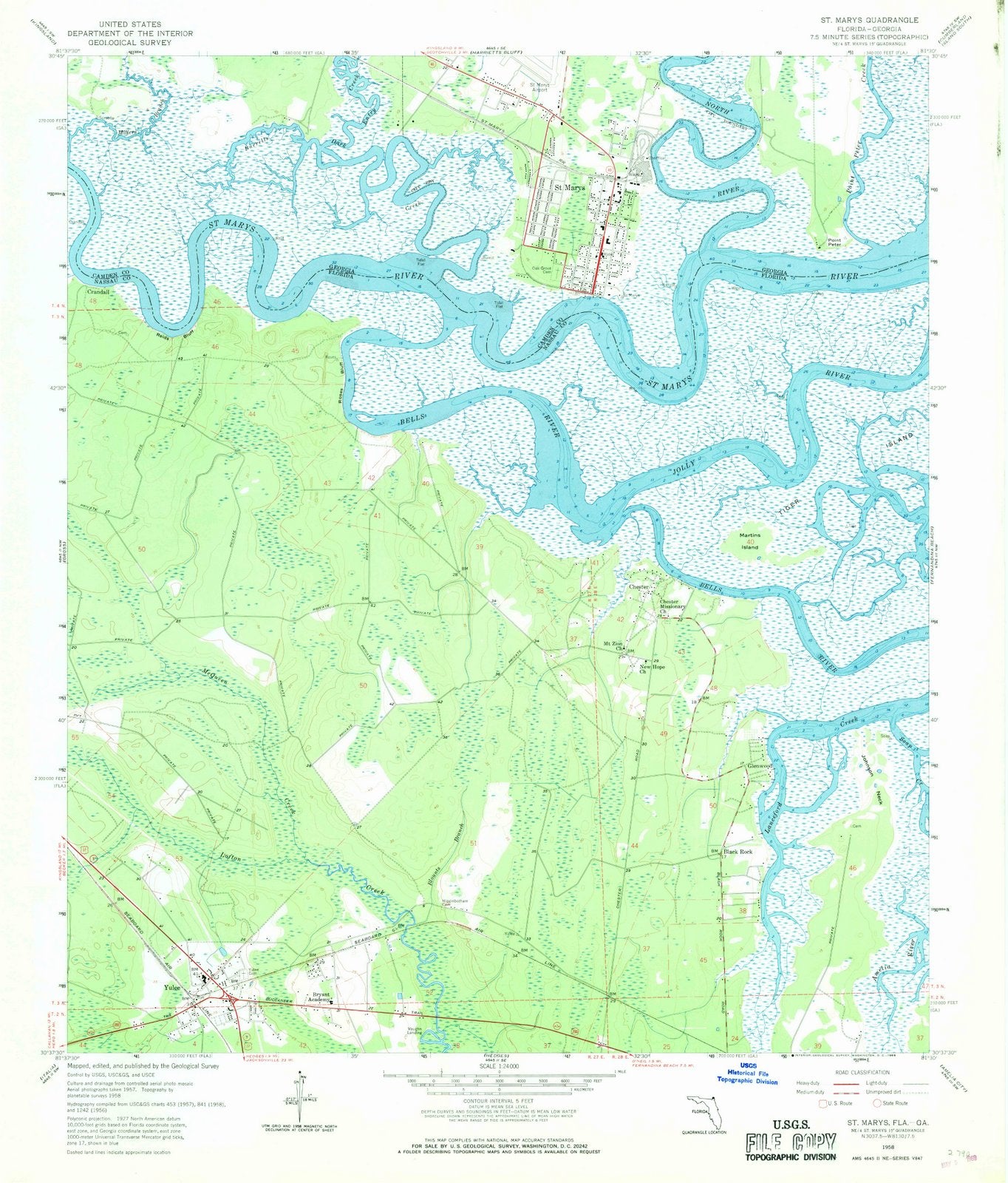 1958 St. Marys, GA - Georgia - USGS Topographic Map