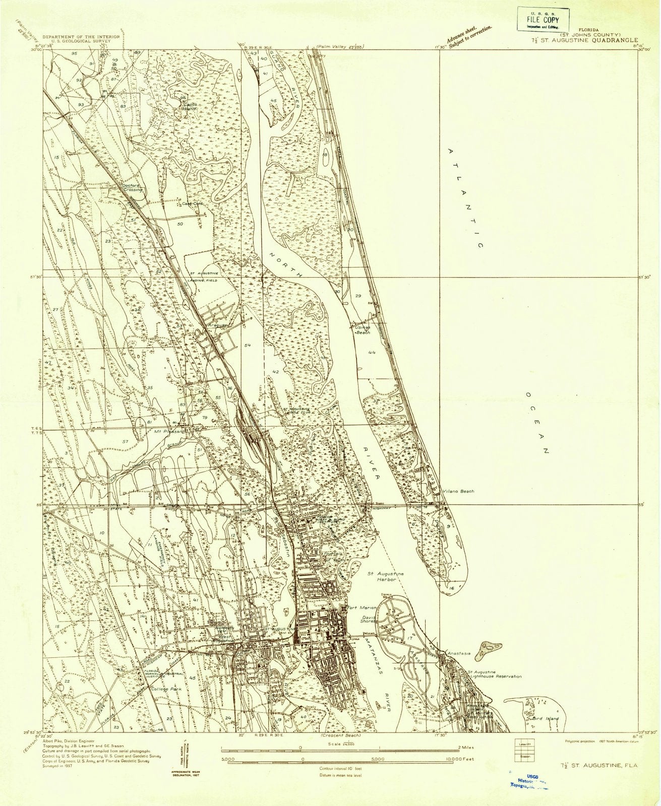 1937 St. Augustine, FL - Florida - USGS Topographic Map
