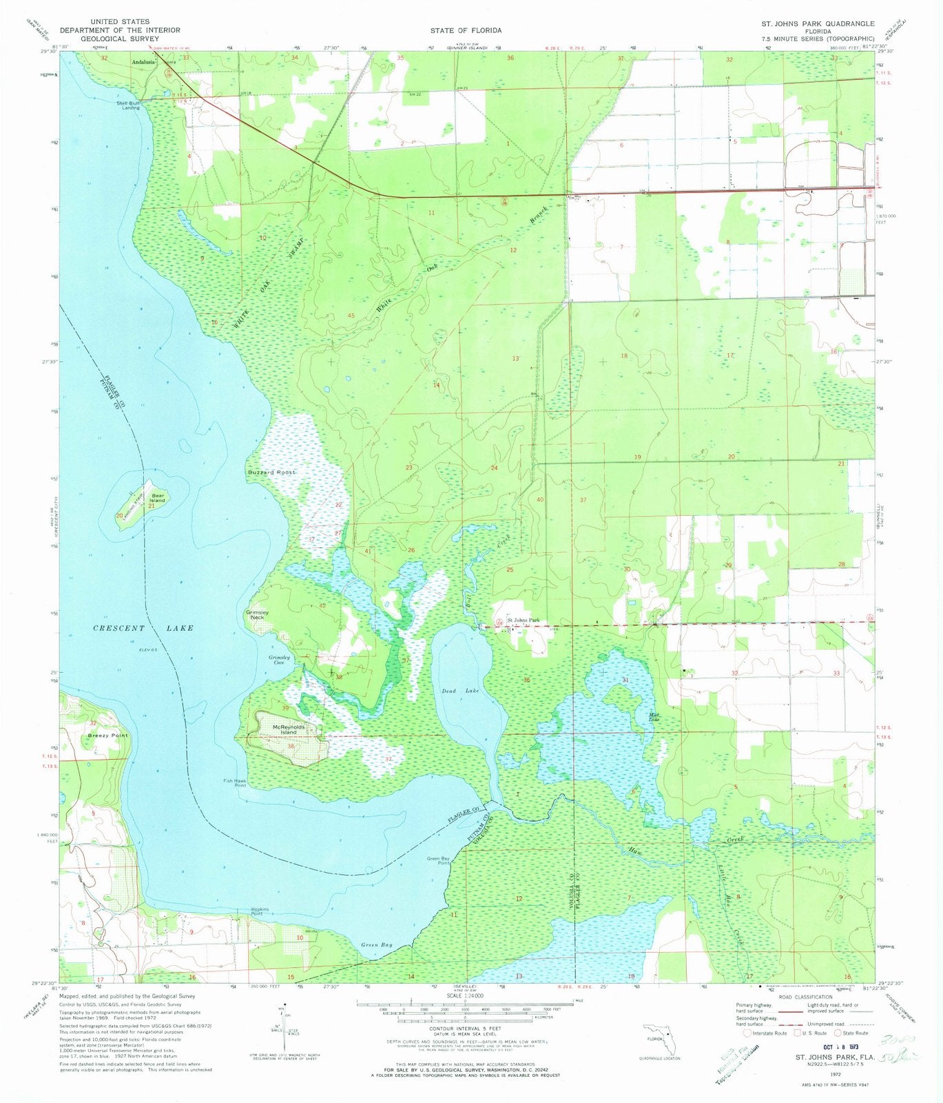 1972 St. Johns Park, FL - Florida - USGS Topographic Map