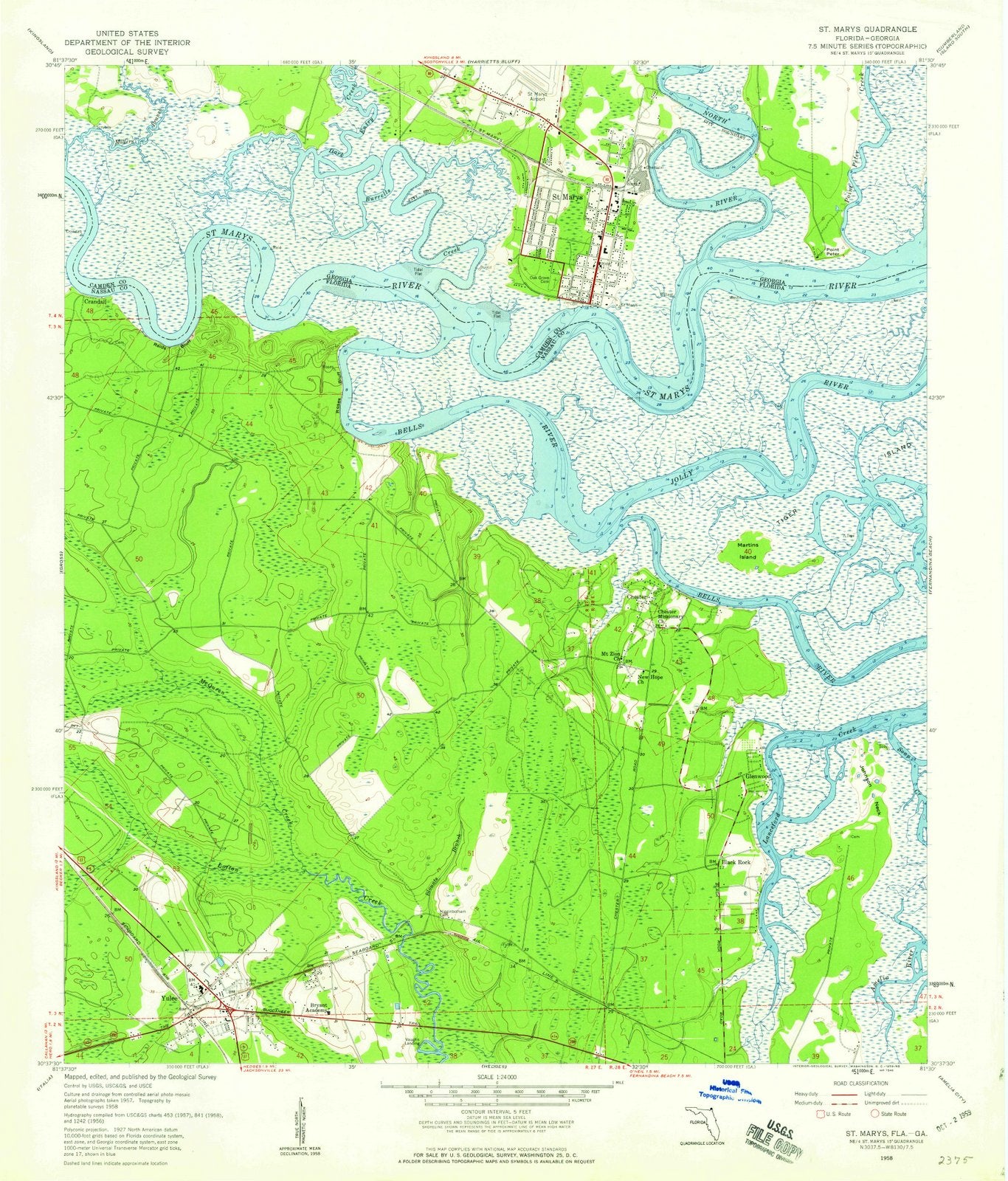 1958 St. Marys, GA - Georgia - USGS Topographic Map v2
