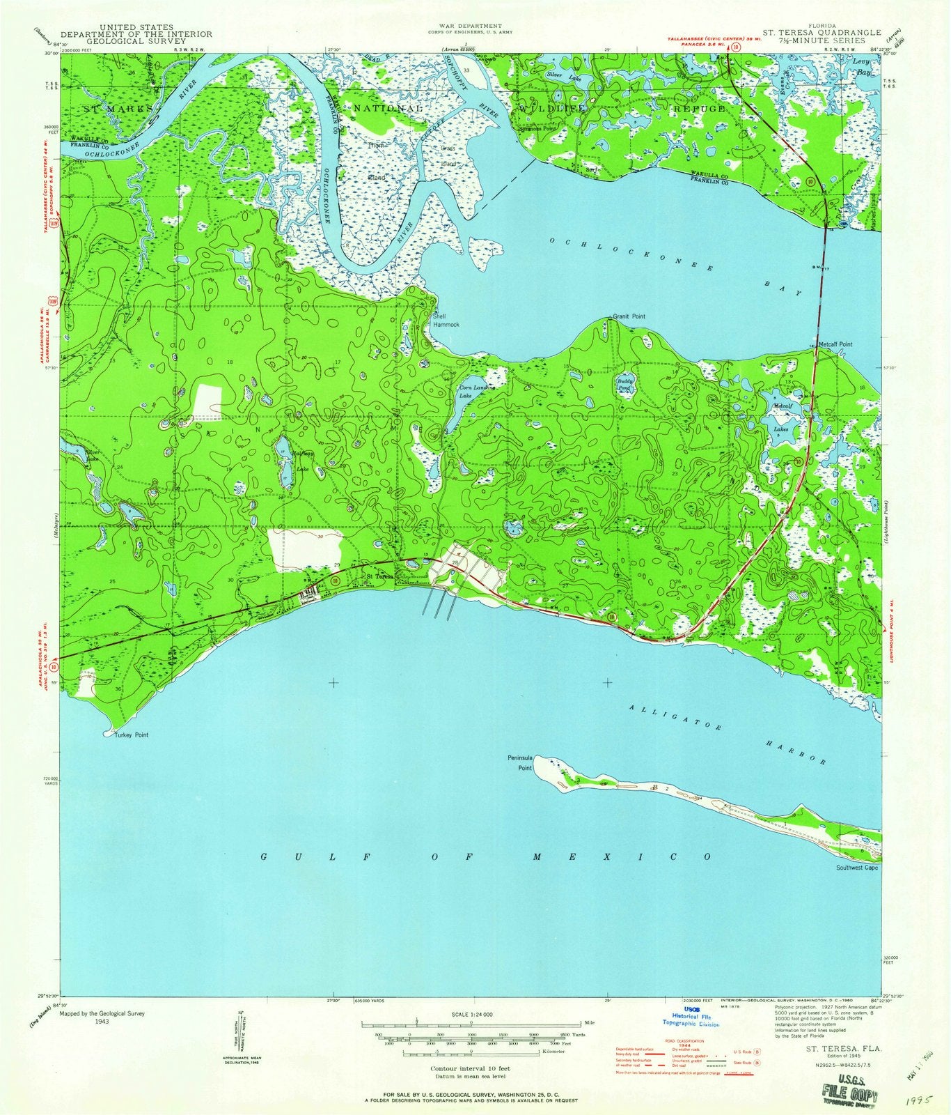 1945 St. Teresa, FL - Florida - USGS Topographic Map
