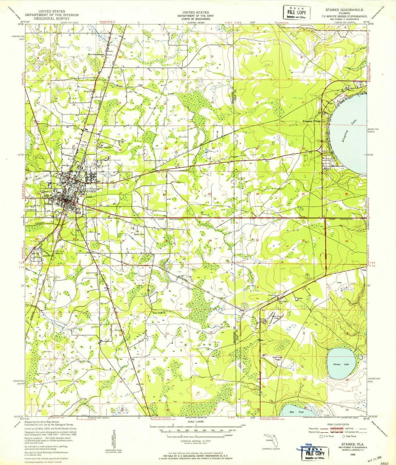 1949 Starke, FL - Florida - USGS Topographic Map