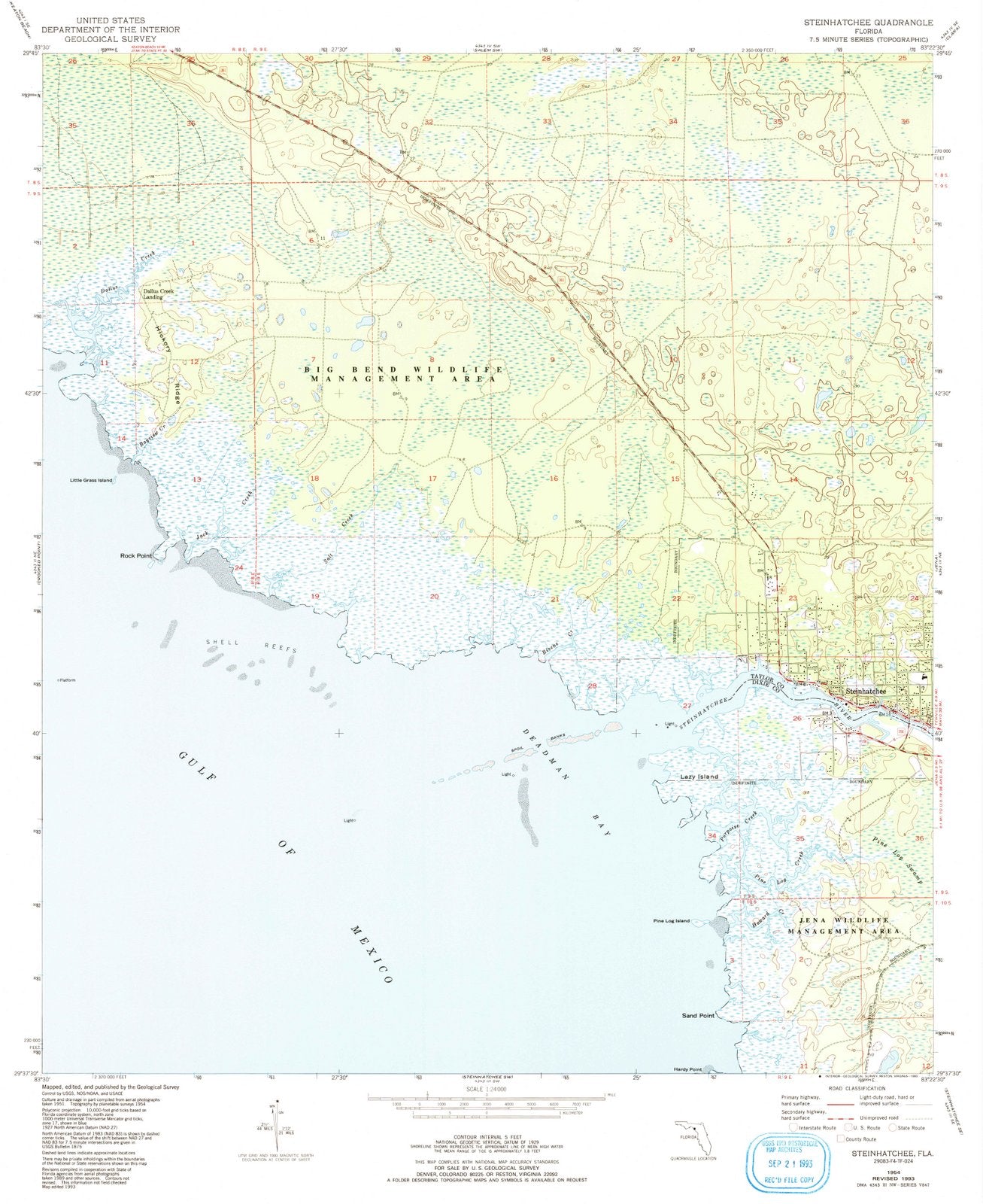 1954 Steinhatchee, FL - Florida - USGS Topographic Map v2