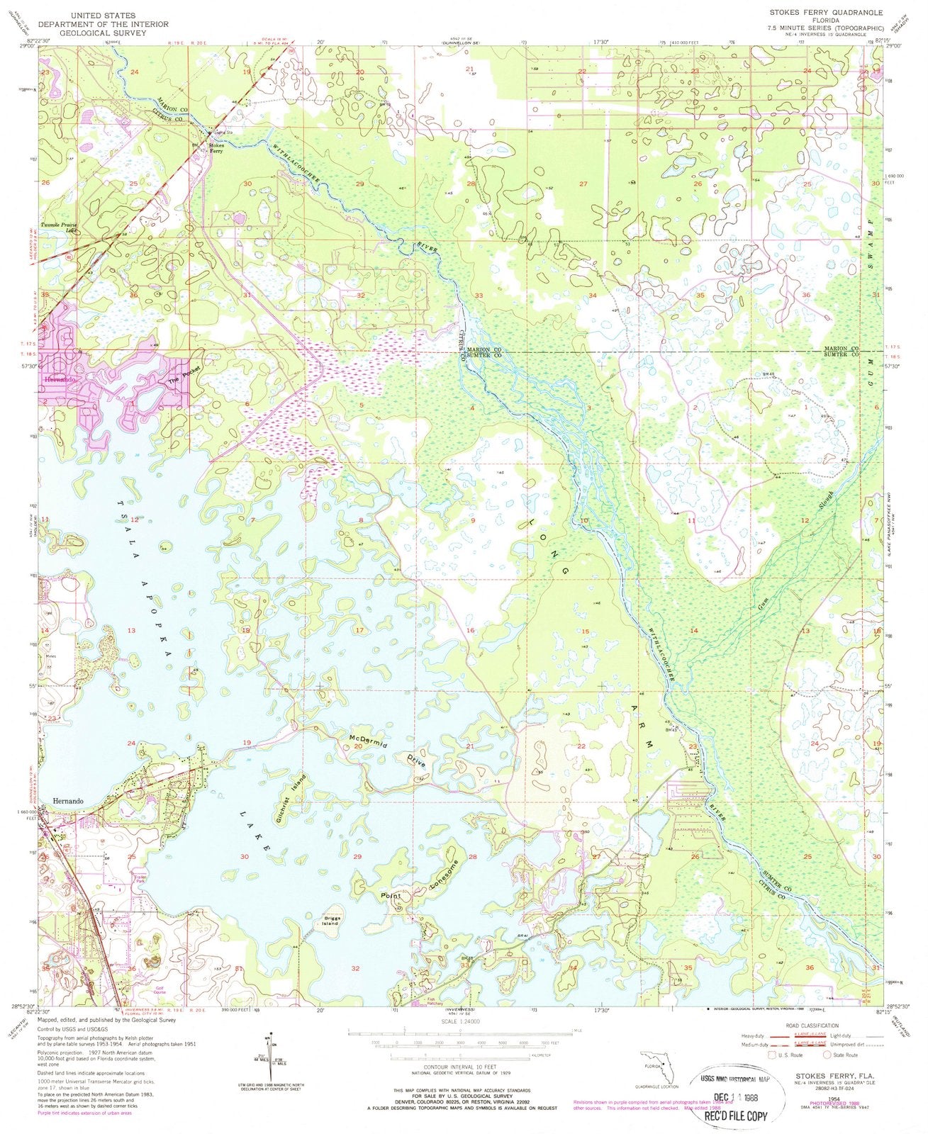 1954 Stokes Ferry, FL - Florida - USGS Topographic Map