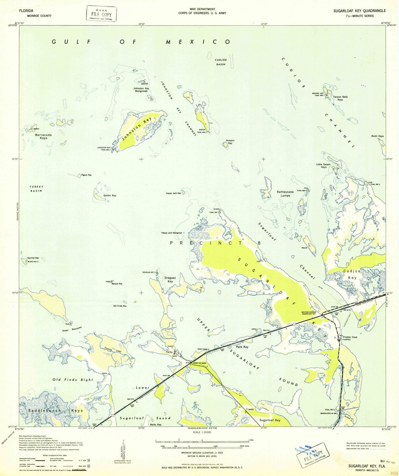 1943 Sugarloaf Key, FL - Florida - USGS Topographic Map