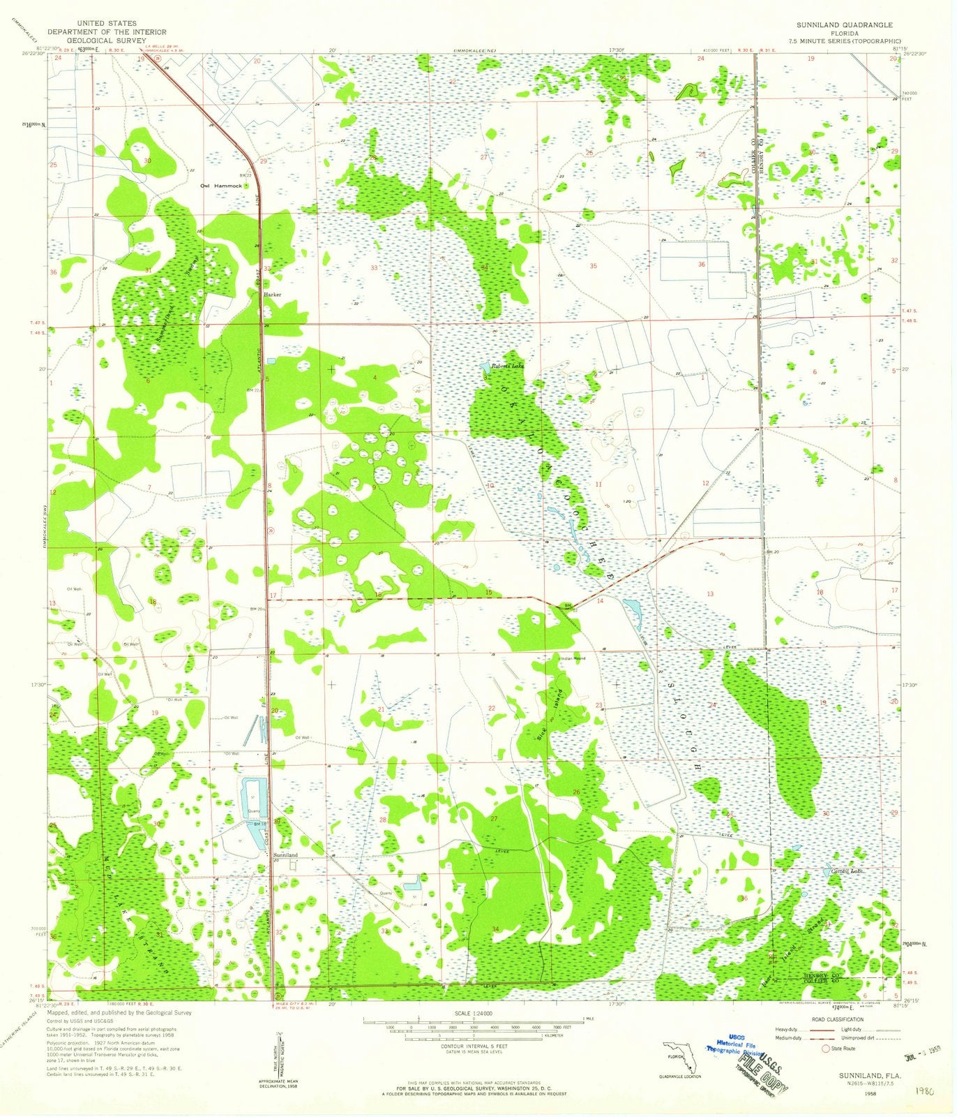1958 Sunniland, FL - Florida - USGS Topographic Map