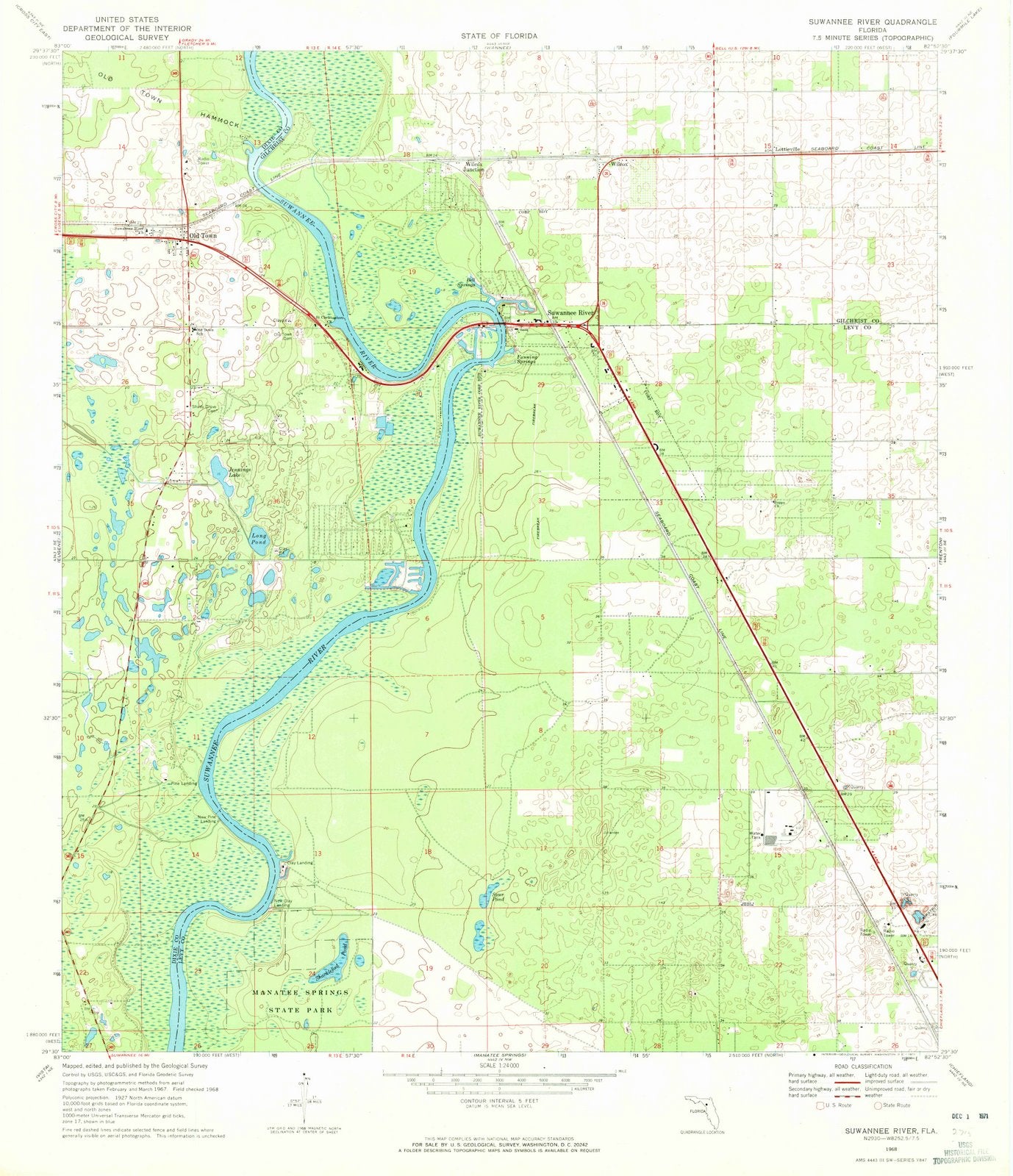 1968 Suwannee River, FL - Florida - USGS Topographic Map