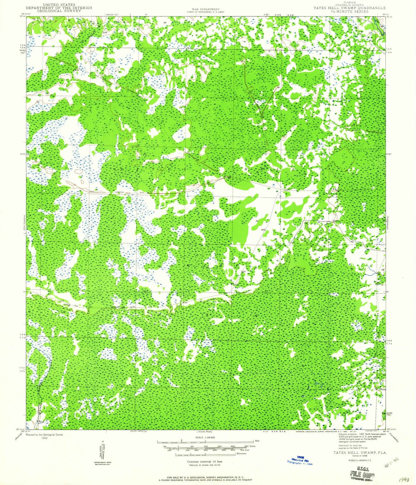 1945 Tates Hellamp, FL - Florida - USGS Topographic Map v2