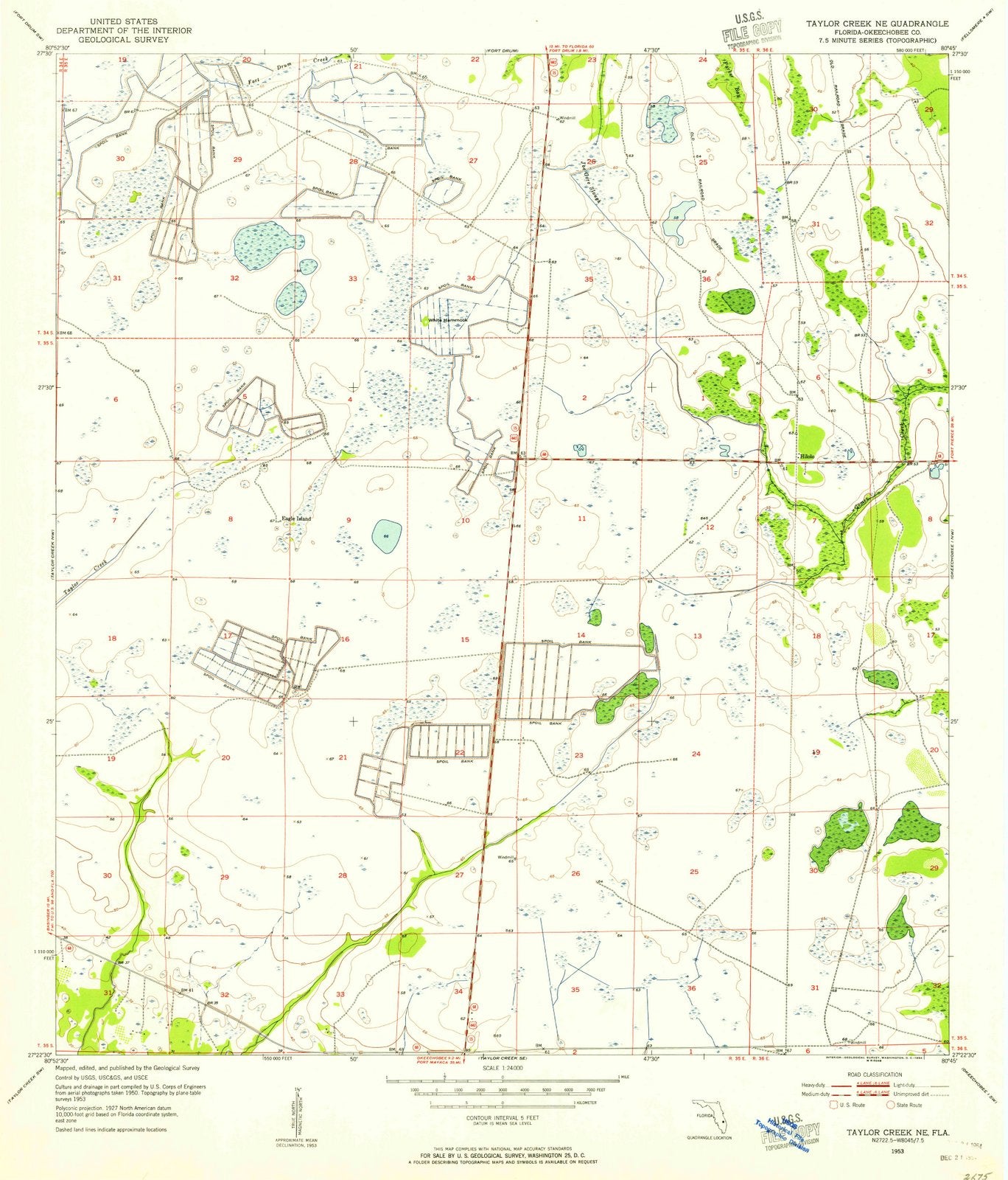1953 Taylor Creek, FL - Florida - USGS Topographic Map