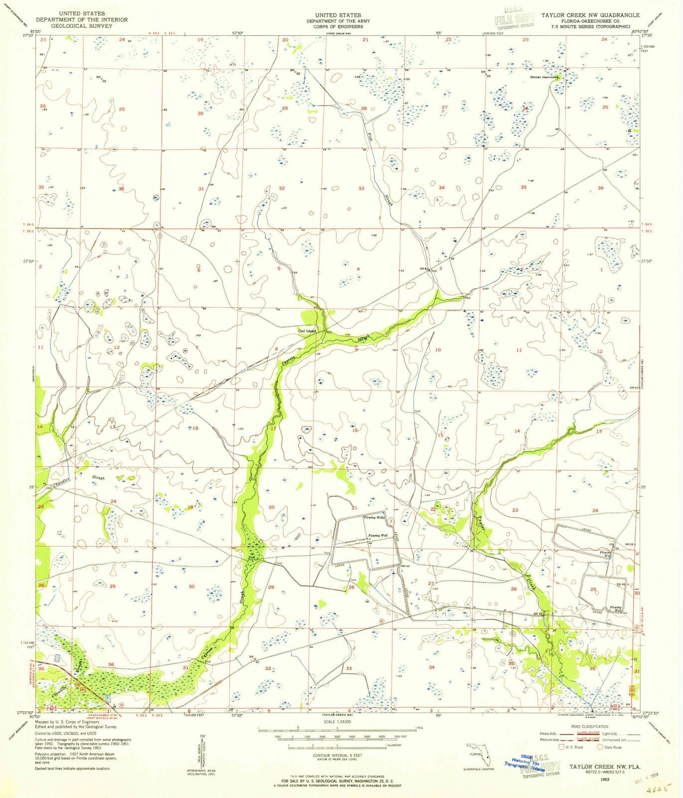 1953 Taylor Creek, FL - Florida - USGS Topographic Map v2