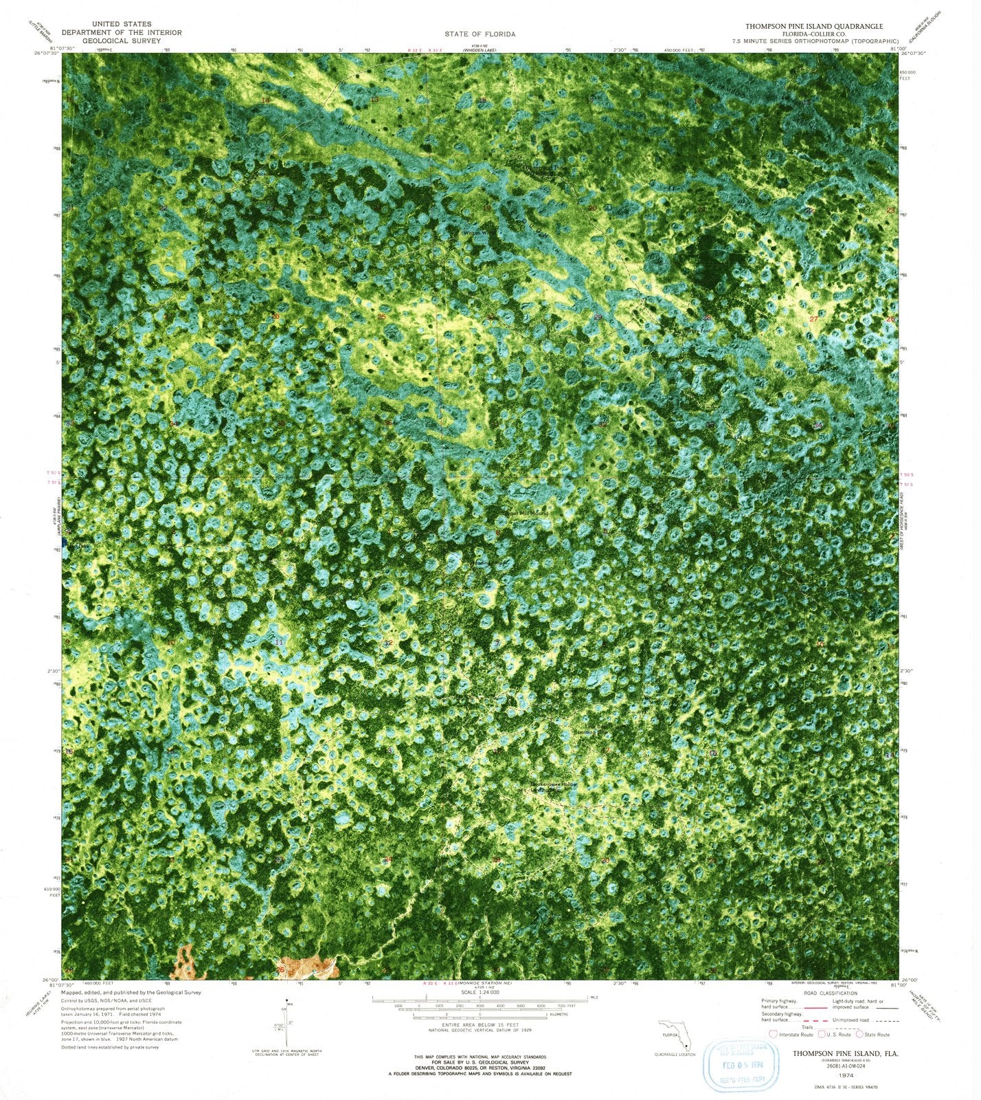 1974 Thompson Pine Island, FL - Florida - USGS Topographic Map