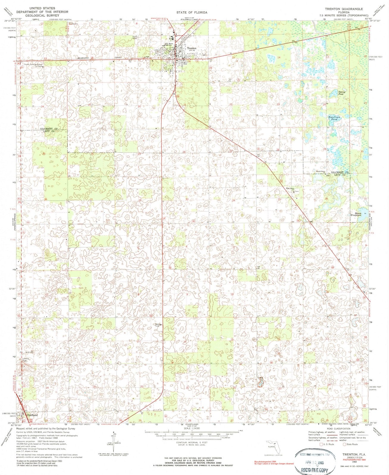 1968 Trenton, FL - Florida - USGS Topographic Map