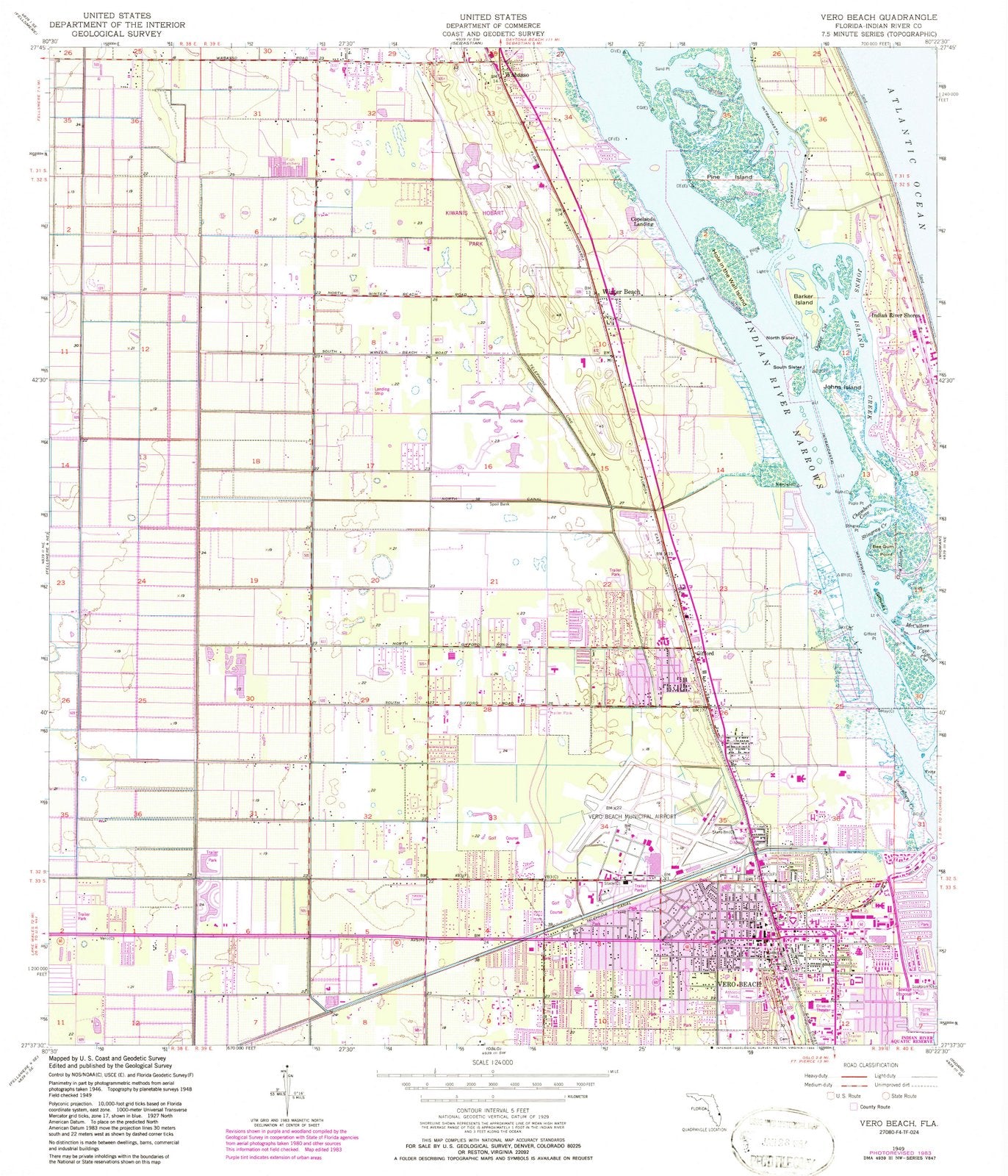 1949 Vero Beach, FL - Florida - USGS Topographic Map