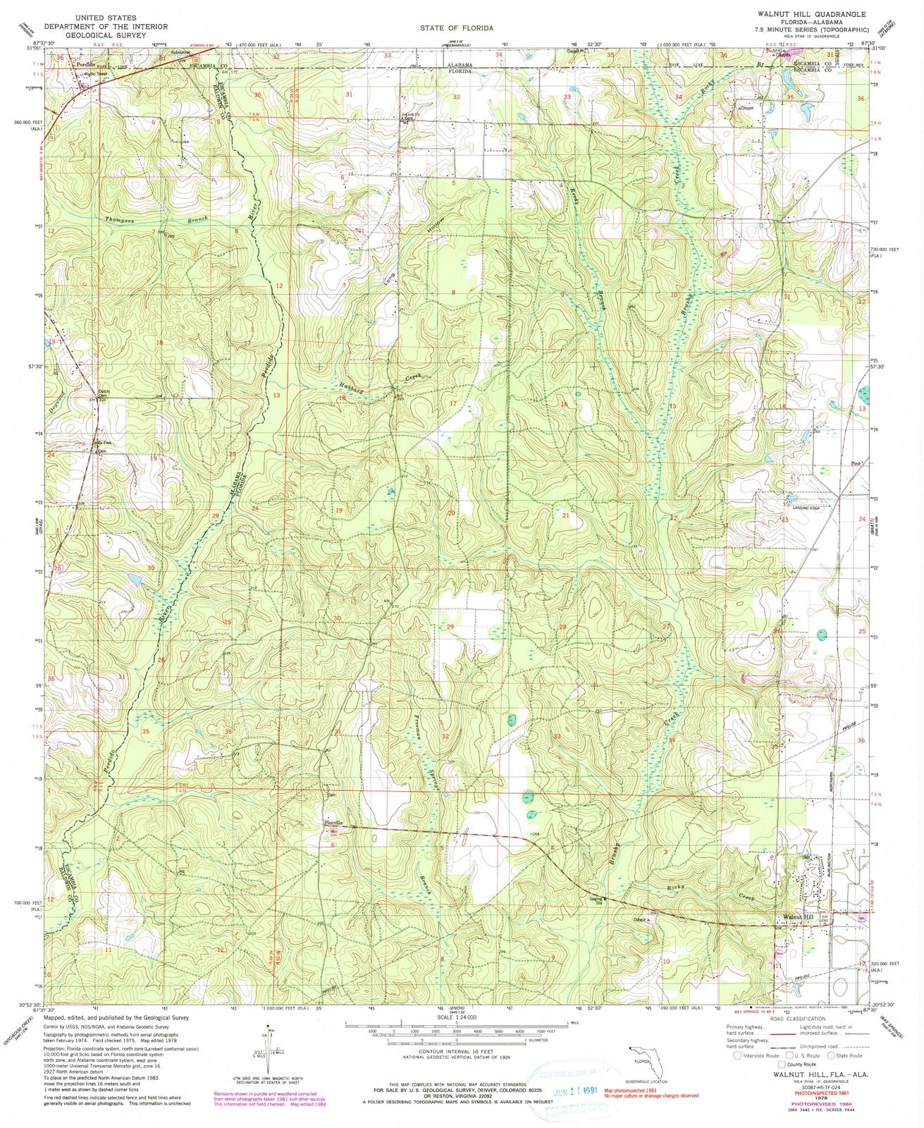 1978 Walnut Hill, FL - Florida - USGS Topographic Map
