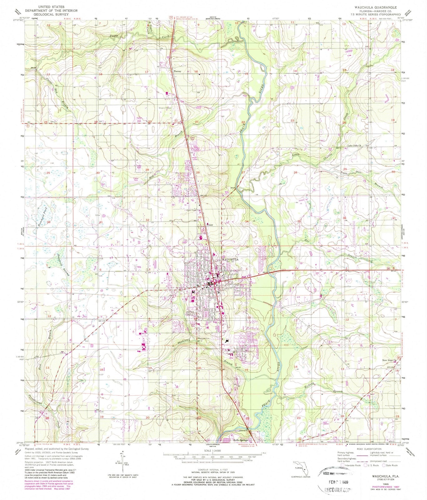1955 Wauchula, FL - Florida - USGS Topographic Map
