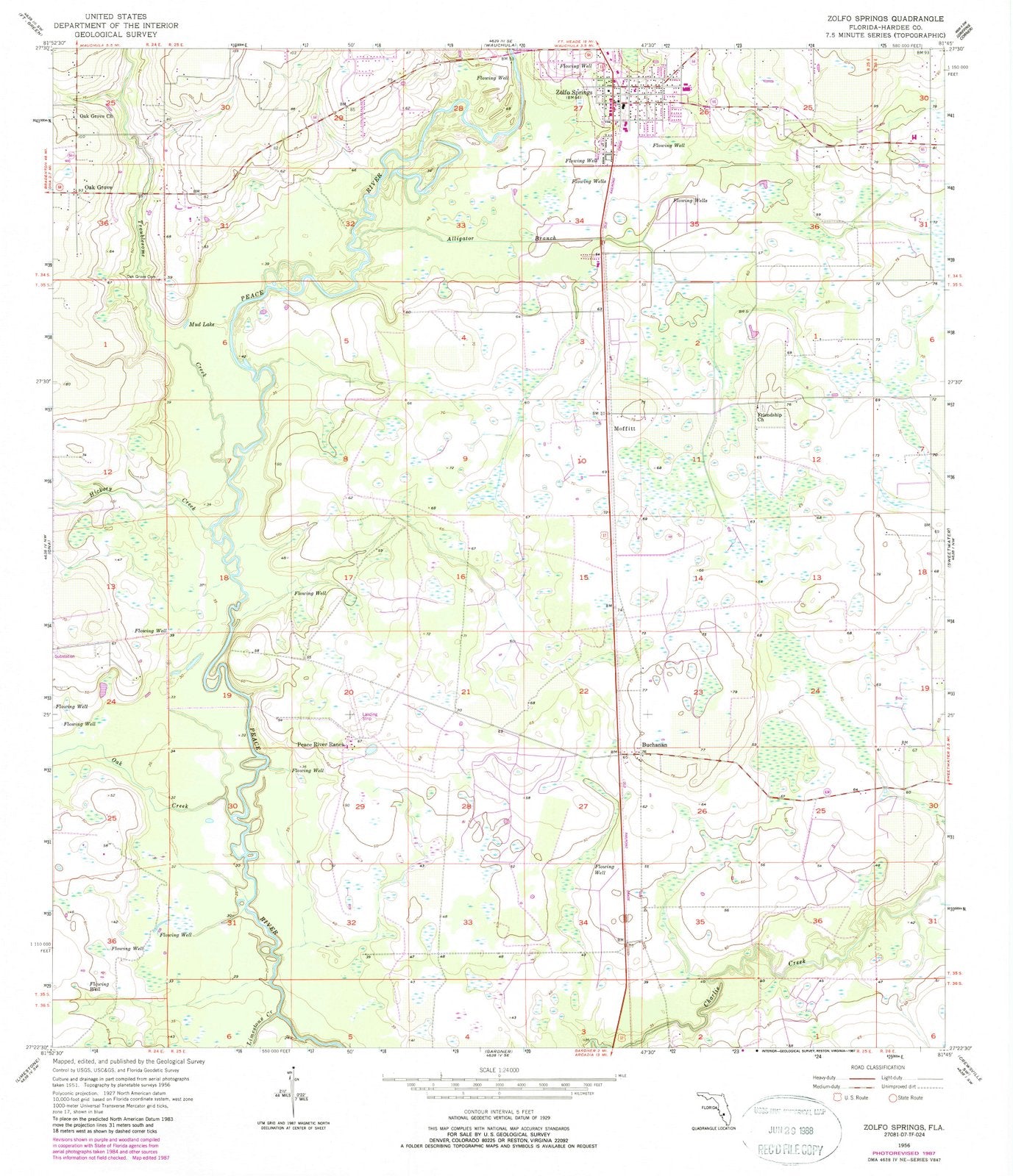 1956 Zolfo Springs, FL - Florida - USGS Topographic Map