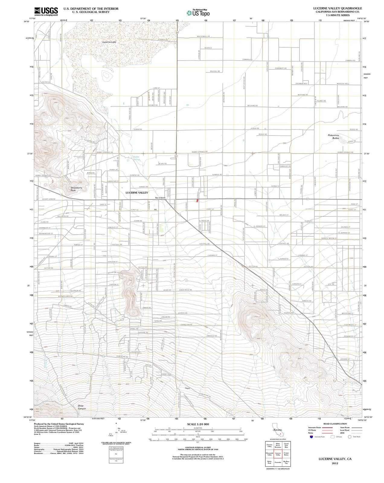 2012 Lucerne Valley, CA - California - USGS Topographic Map