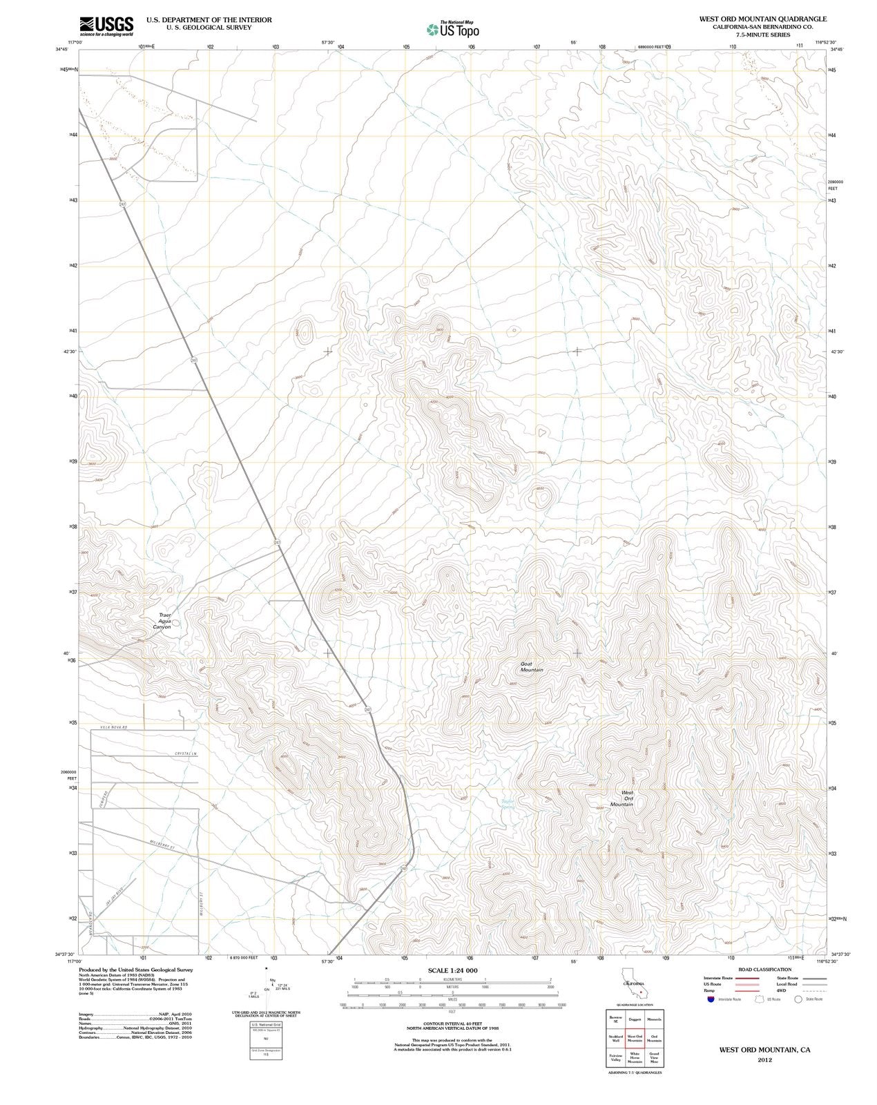 2012 West Ord Mountain, CA - California - USGS Topographic Map